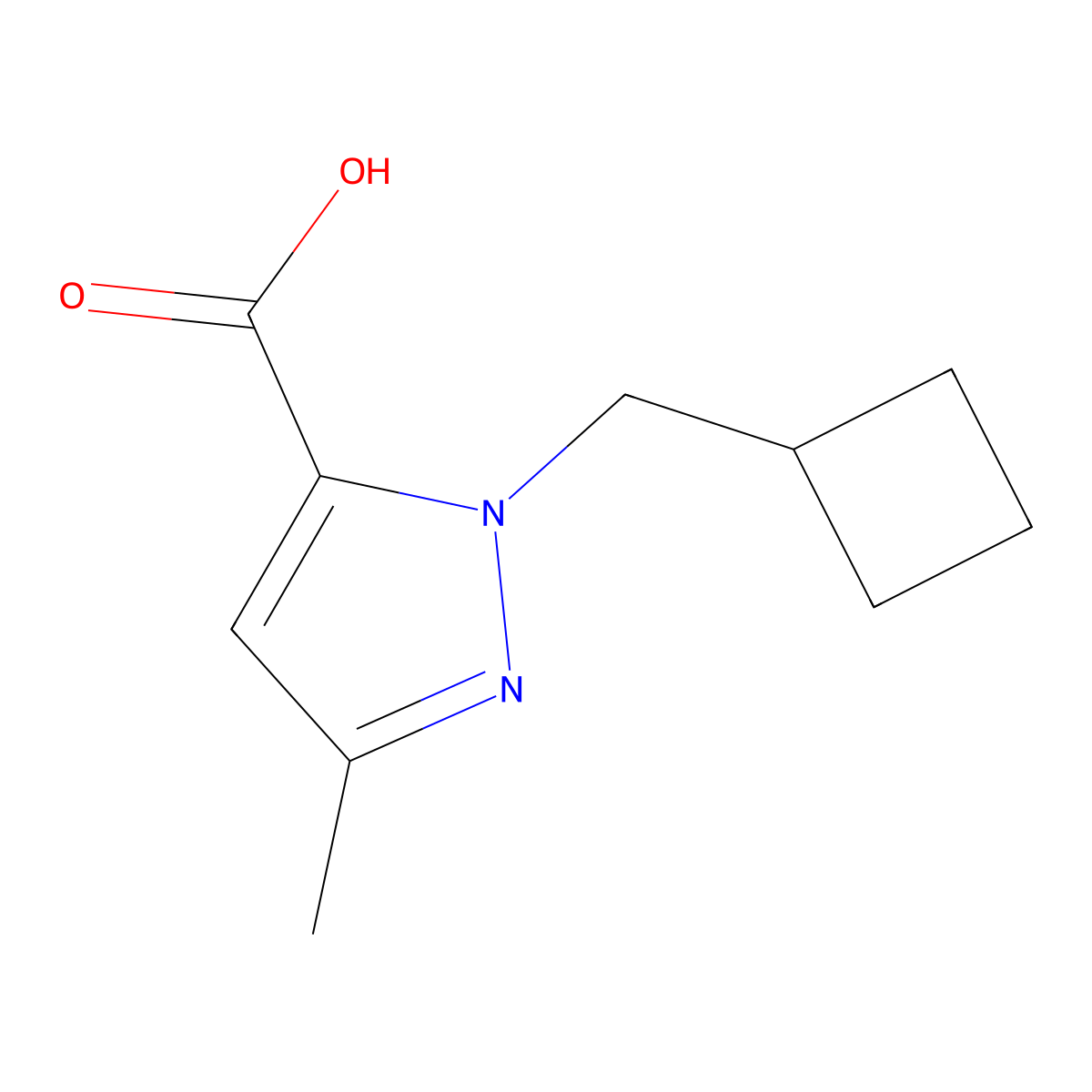 1-(Cyclobutylmethyl)-3-methyl-1H-pyrazole-5-carboxylic acid molecular structure, CAS 1935348-23-4