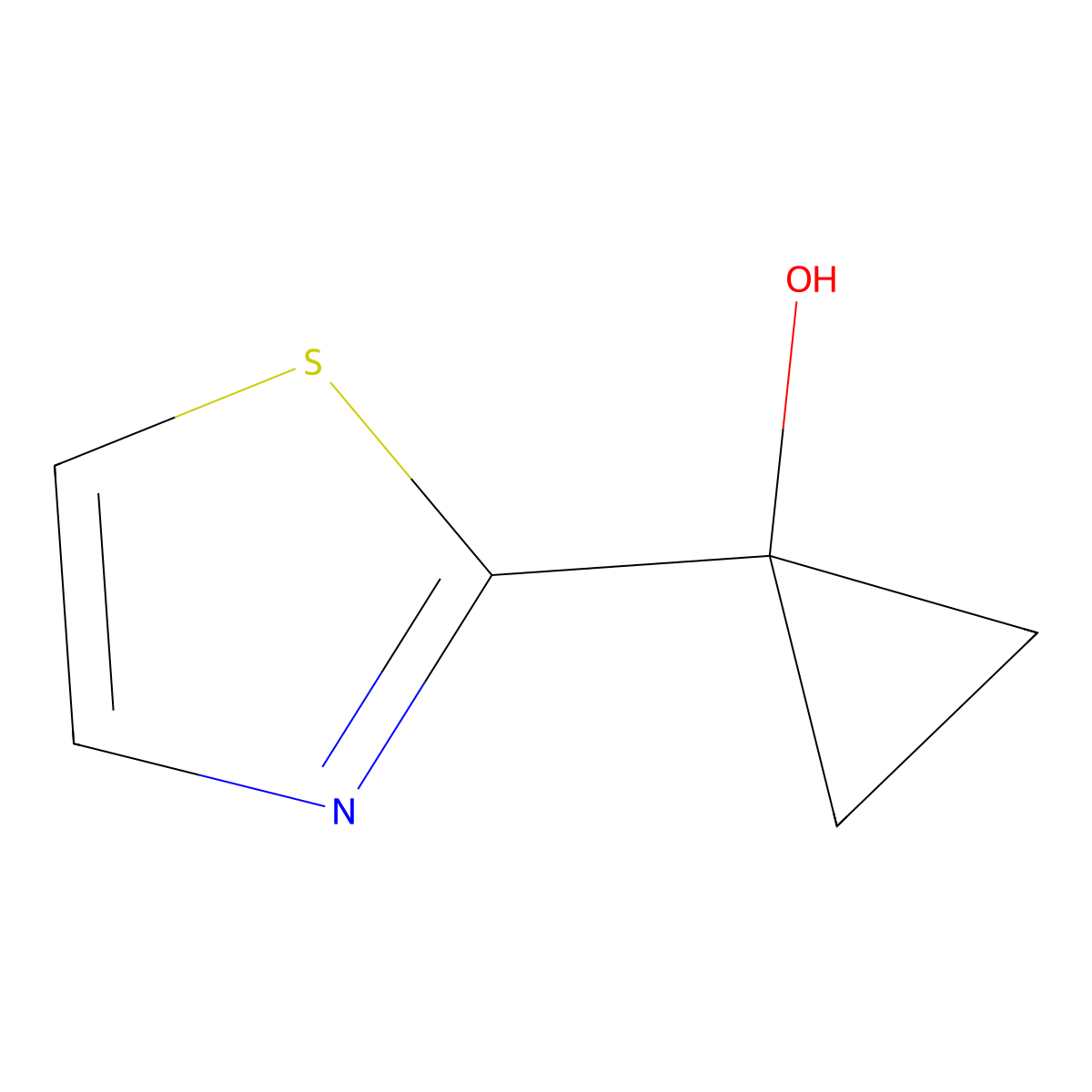 1-(1,3-Thiazol-2-yl)cyclopropan-1-ol molecular structure, CAS 1935349-17-9