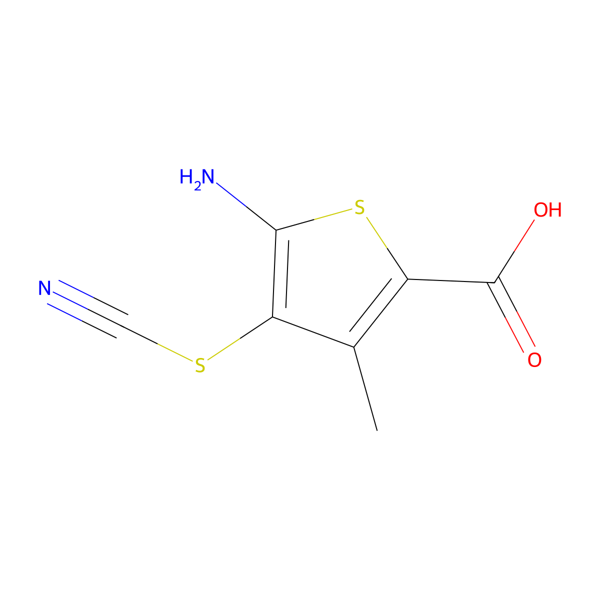 5-Amino-3-methyl-4-thiocyanatothiophene-2-carboxylic acid molecular structure, CAS 1935350-67-6