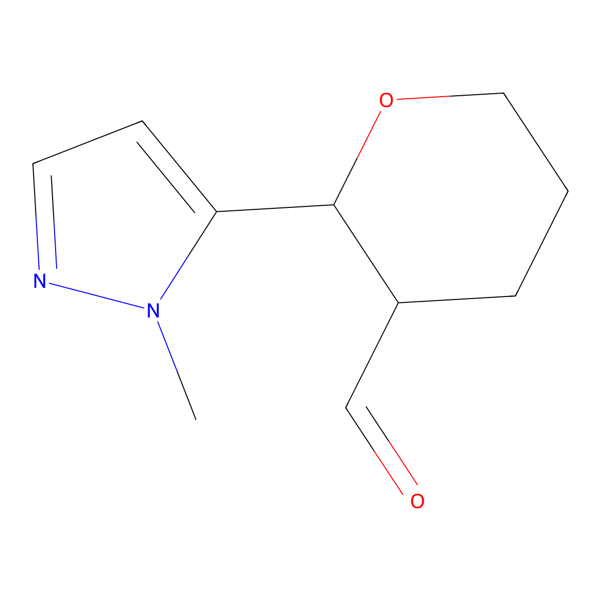 2-(1-Methyl-1H-pyrazol-5-yl)oxane-3-carbaldehyde molecular structure, CAS 1935357-95-1