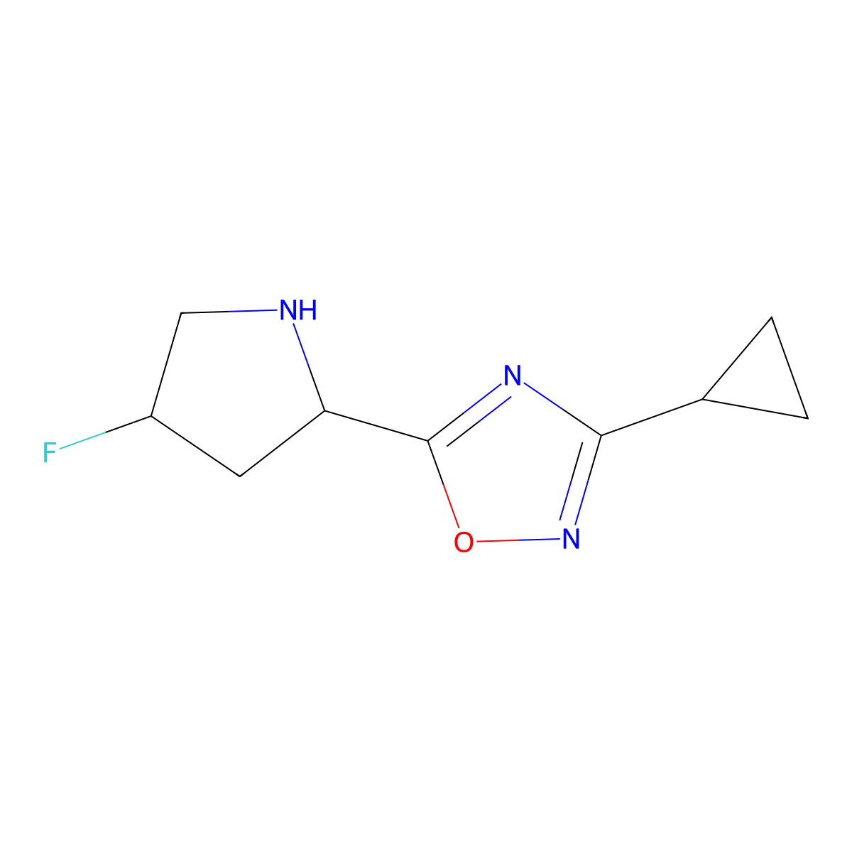 3-Cyclopropyl-5-(4-fluoropyrrolidin-2-yl)-1,2,4-oxadiazole molecular structure, CAS 1935358-31-8