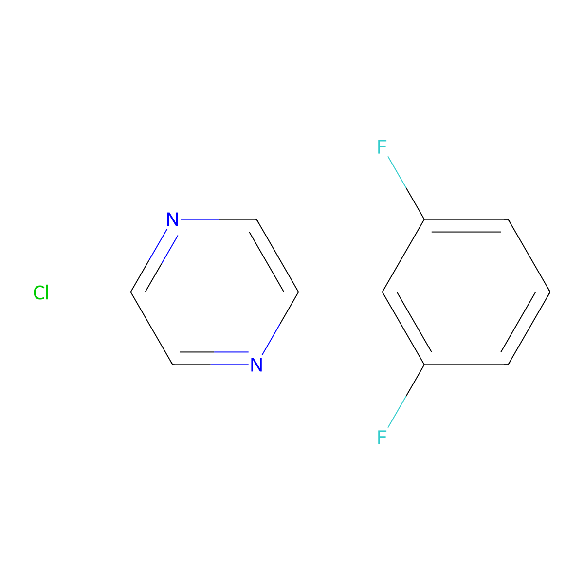 2-Chloro-5-(2,6-difluorophenyl)pyrazine molecular structure, CAS 1935361-09-3