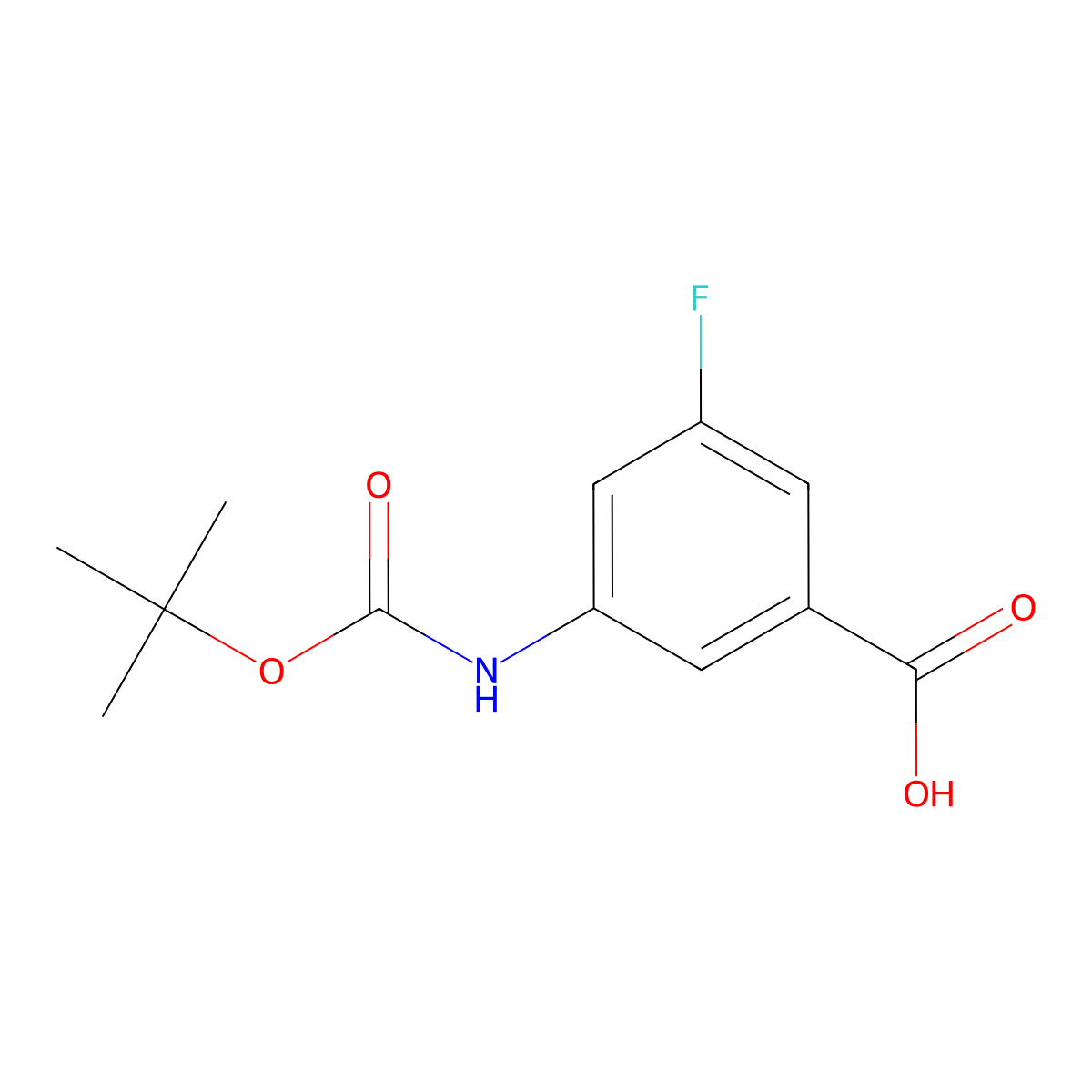 3-(((Tert-butoxy)carbonyl)amino)-5-fluorobenzoic acid molecular structure, CAS 1935363-68-0