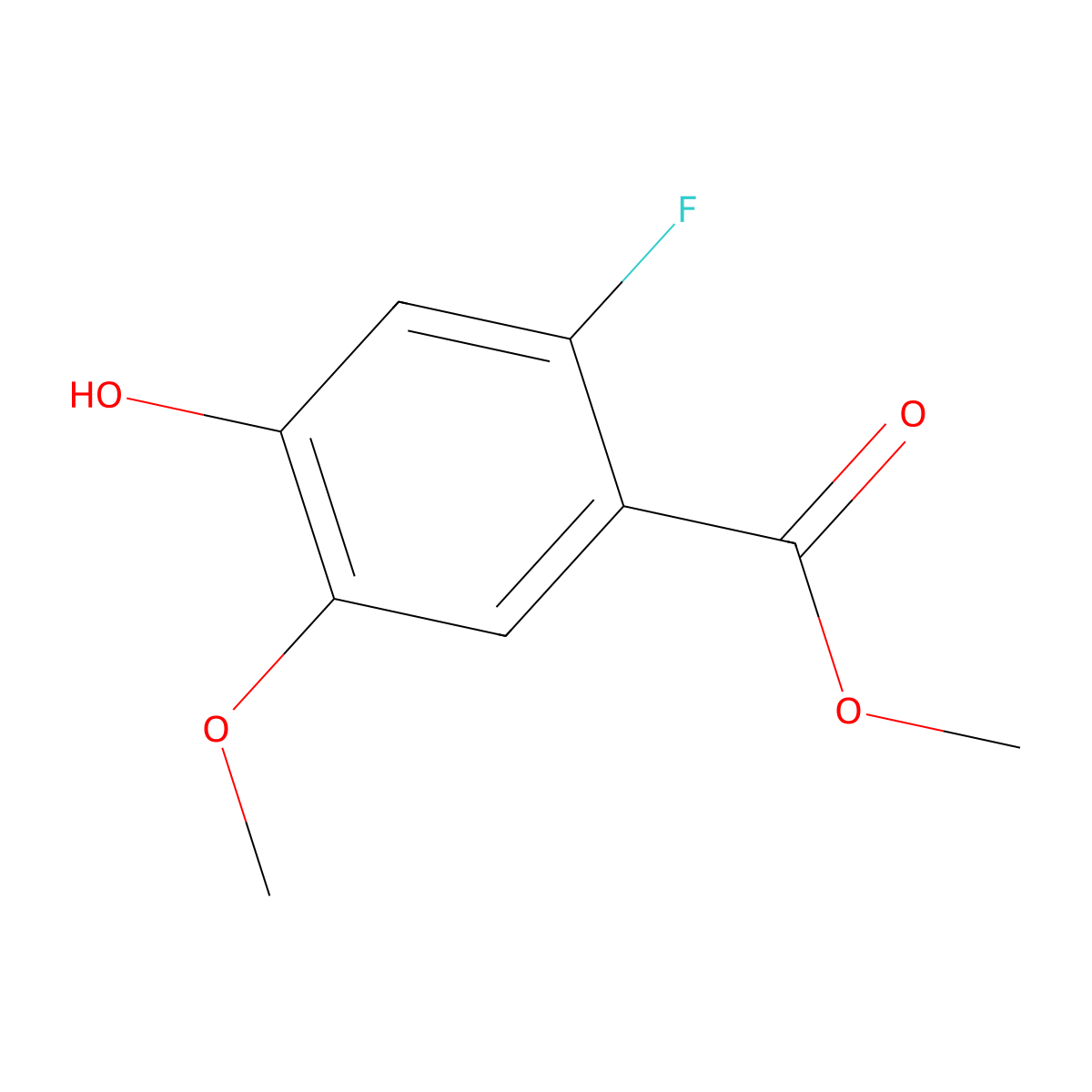 Methyl 2-fluoro-4-hydroxy-5-methoxybenzoate molecular structure, CAS 1935364-07-0