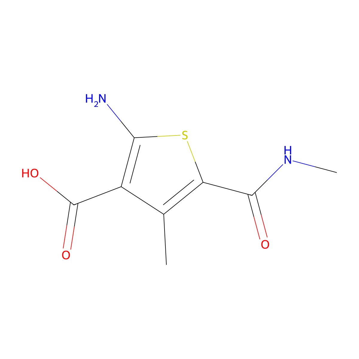 2-Amino-4-methyl-5-(methylcarbamoyl)thiophene-3-carboxylic acid molecular structure, CAS 1935364-66-1