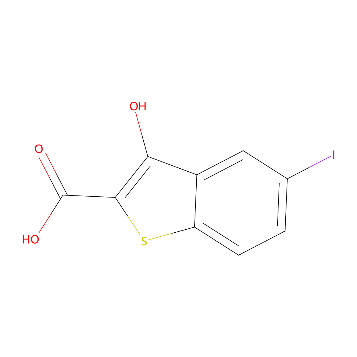 3-Hydroxy-5-iodobenzo[b]thiophene-2-carboxylic acid molecular structure, CAS 1935369-45-1