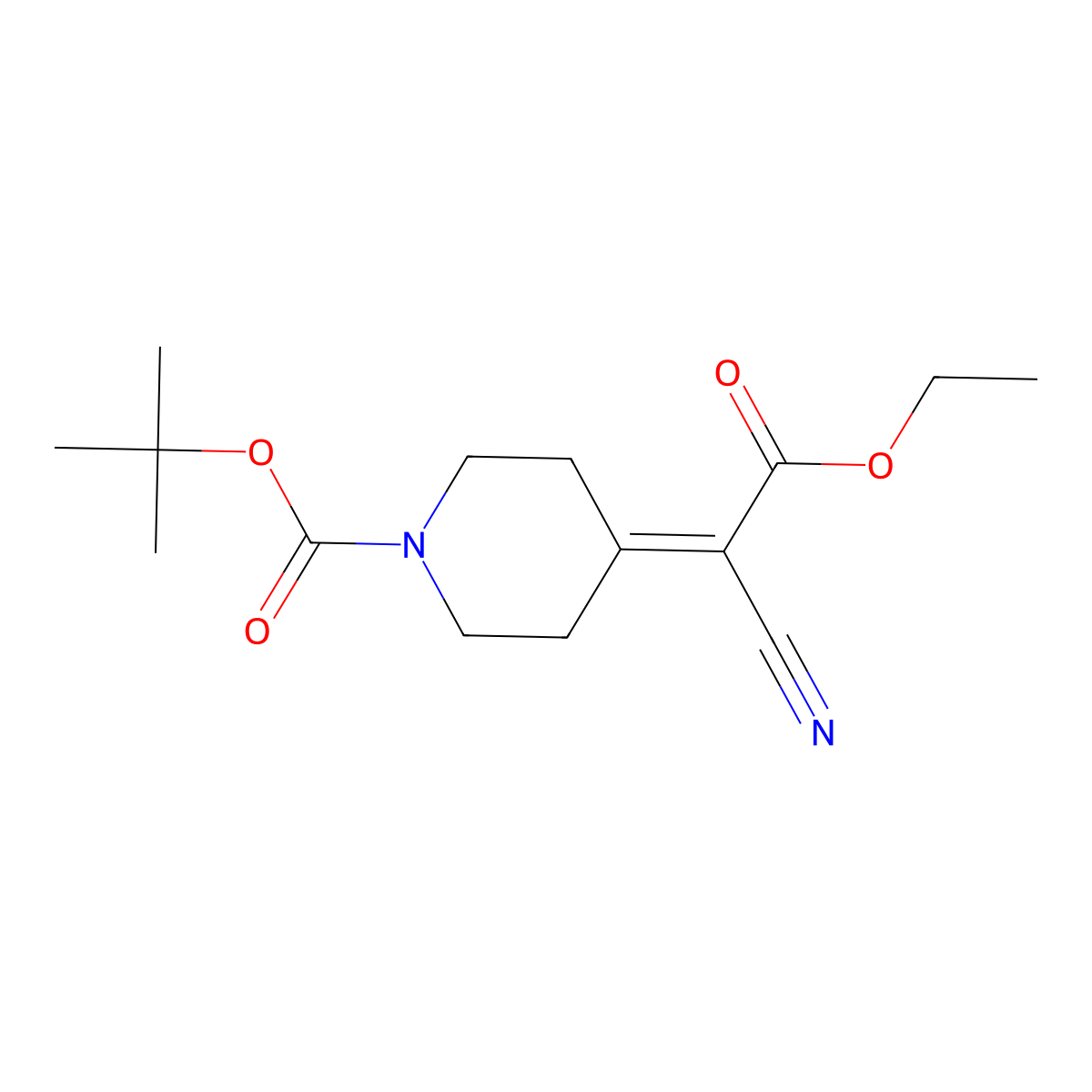 Tert-butyl 4-(1-cyano-2-ethoxy-2-oxoethylidene)piperidine-1-carboxylate molecular structure, CAS 193537-11-0