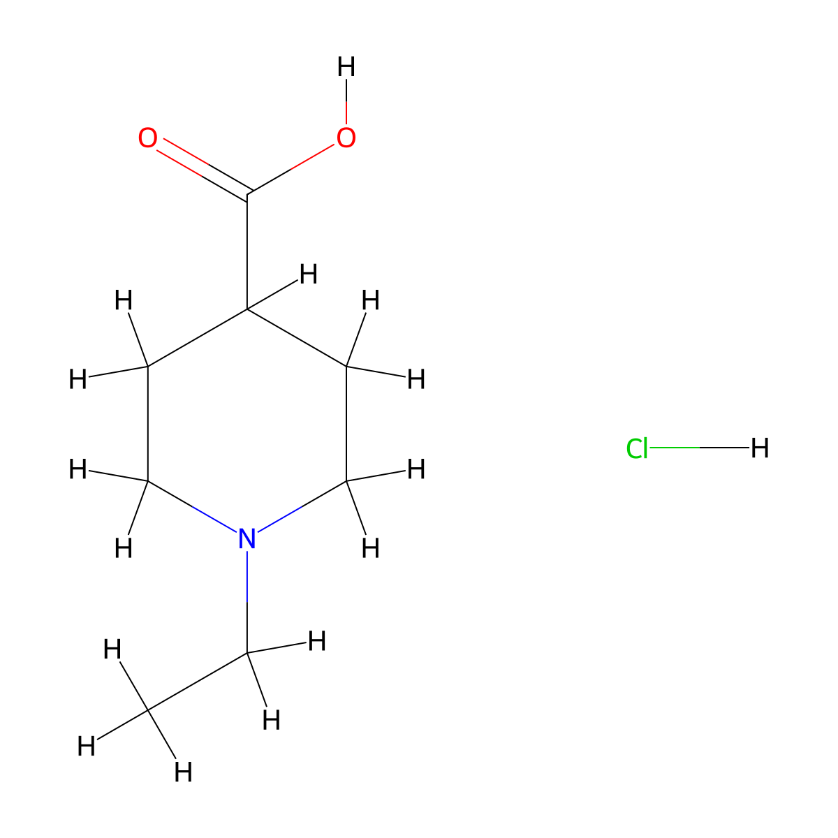 1-Ethylpiperidine-4-carboxylic acid hydrochloride molecular structure, CAS 193537-75-6