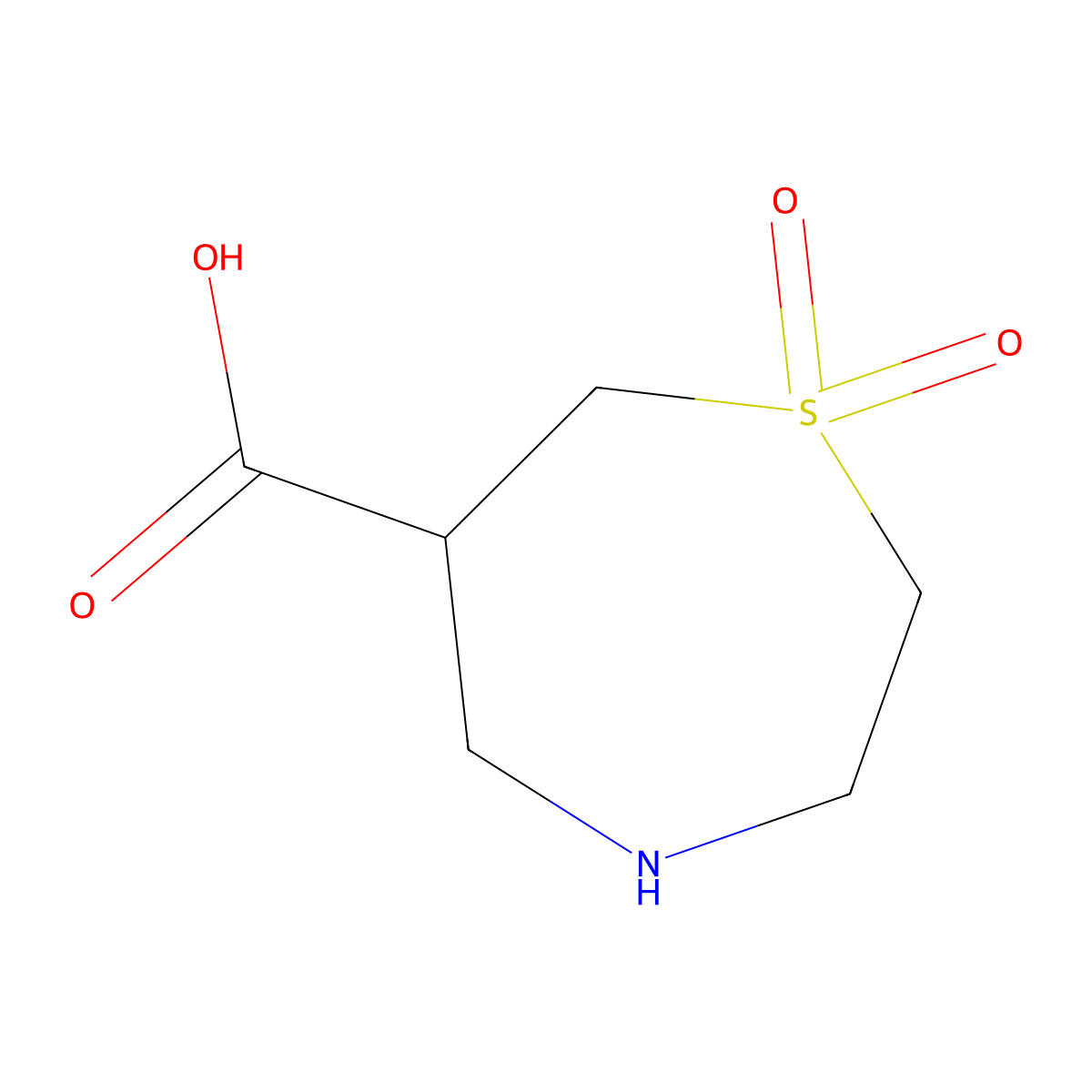 1,1-Dioxo-1lambda6,4-thiazepane-6-carboxylic acid molecular structure, CAS 1935373-14-0
