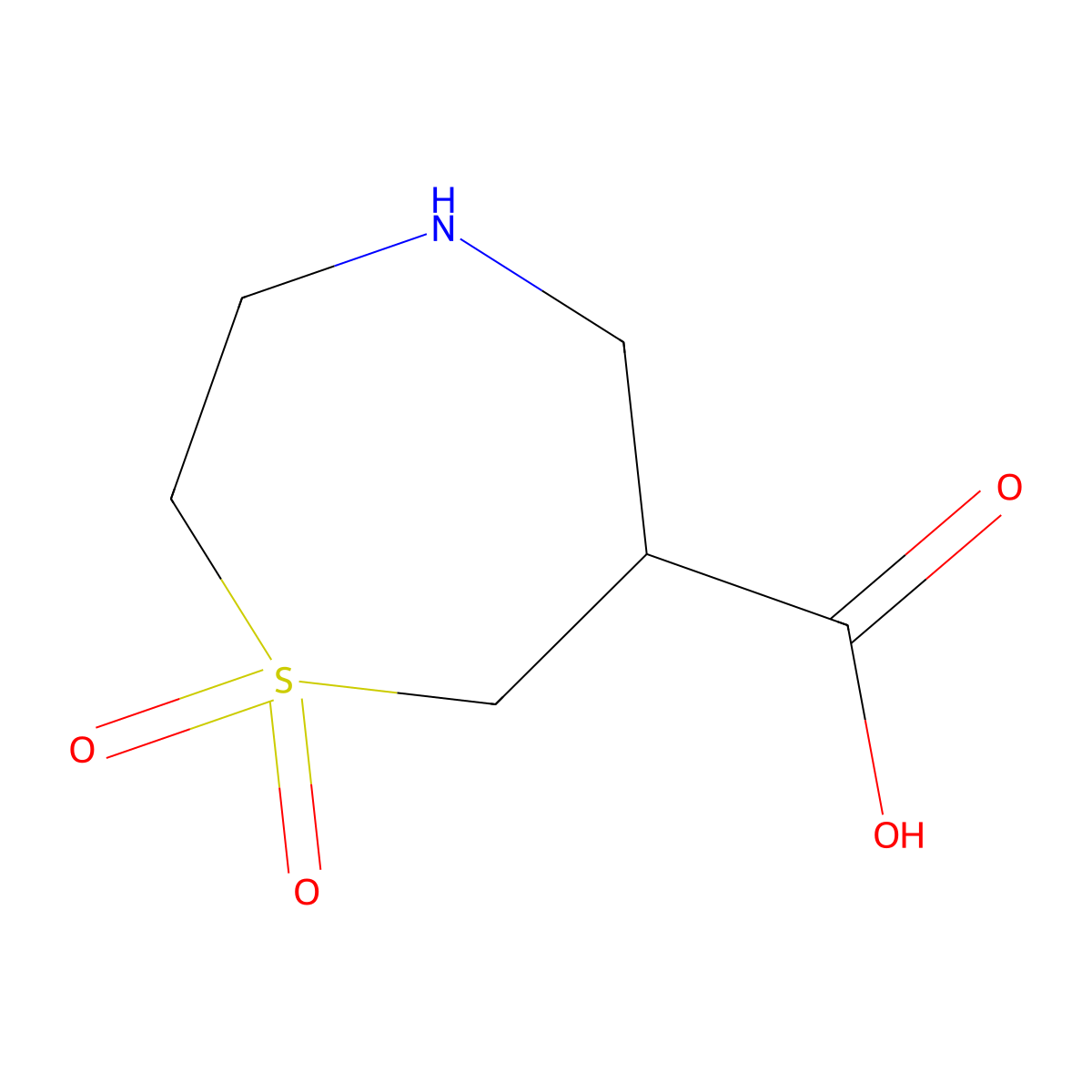 1,1-Dioxo-1lambda6,4-thiazepane-6-carboxylic acid molecular structure, CAS 1935373-14-0