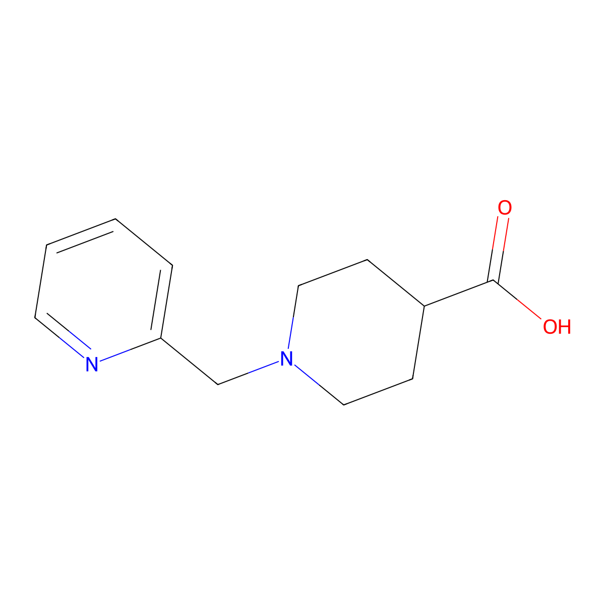 1-(Pyridin-2-ylmethyl)piperidine-4-carboxylic acid molecular structure, CAS 193538-28-2