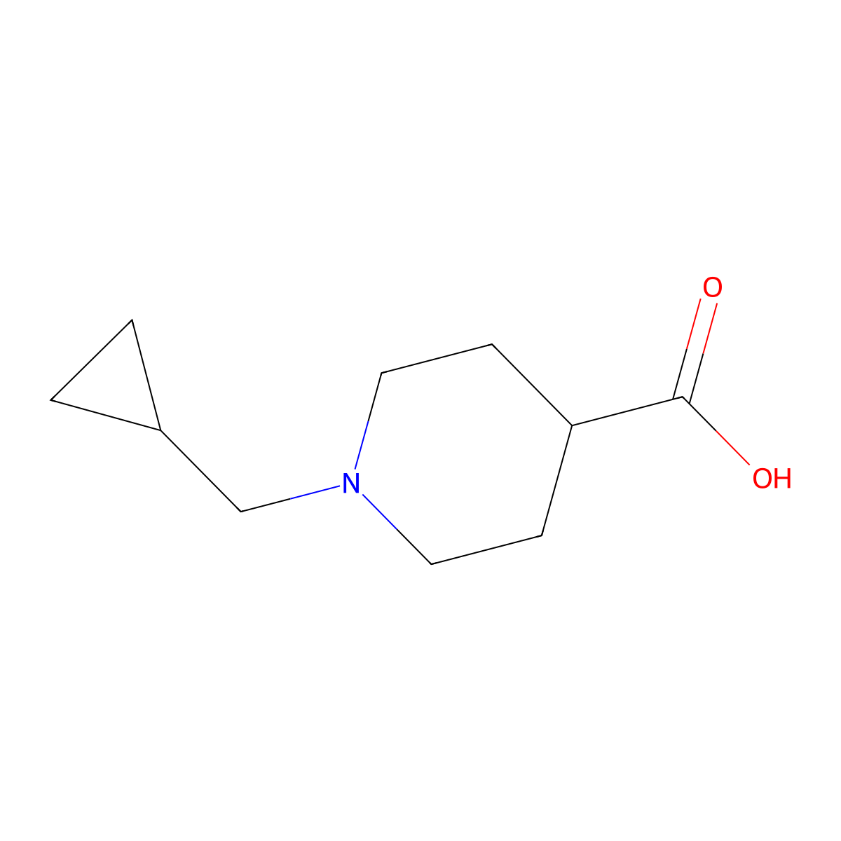 1-(Cyclopropylmethyl)piperidine-4-carboxylic acid molecular structure, CAS 193538-83-9