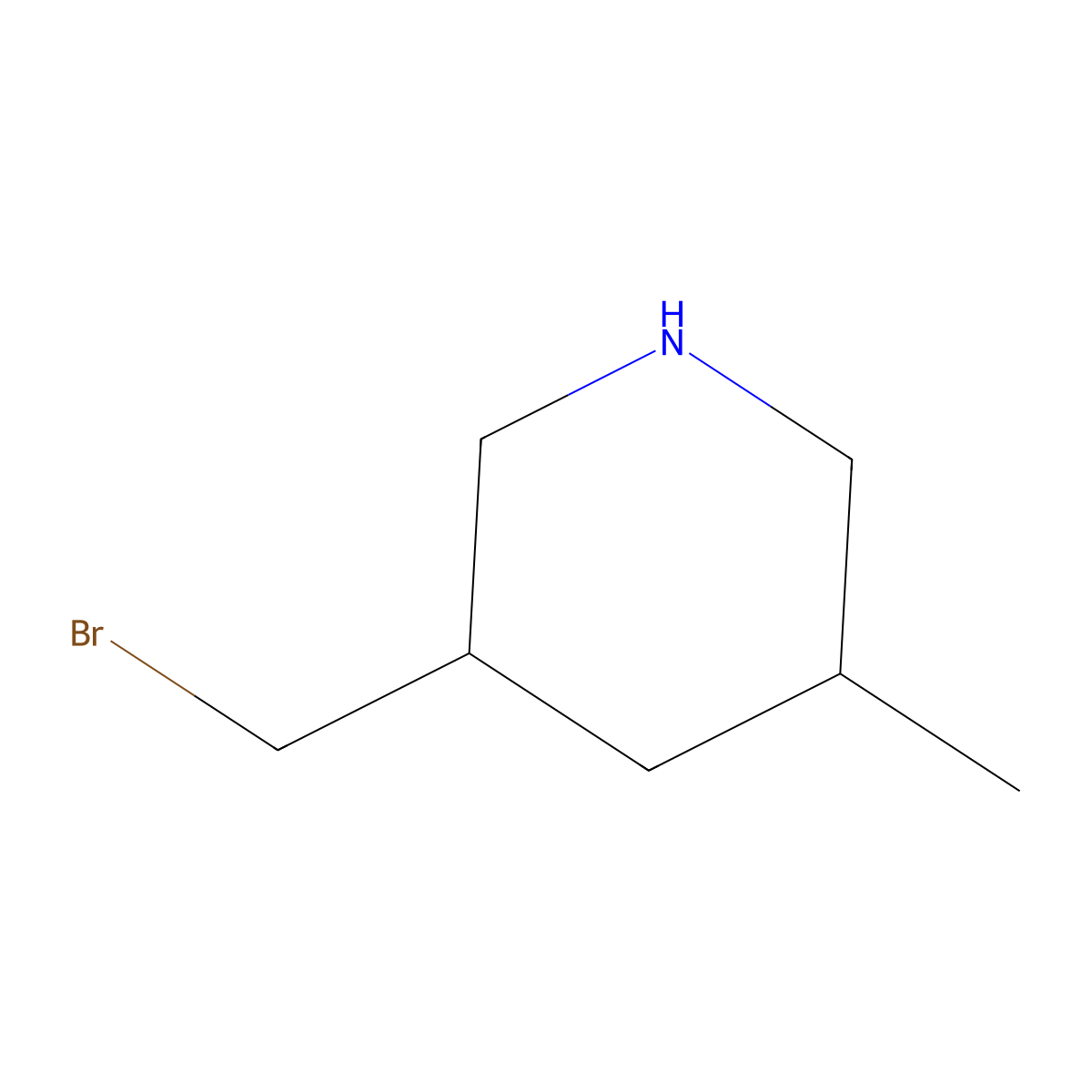 3-(Bromomethyl)-5-methylpiperidine molecular structure, CAS 1935387-36-2
