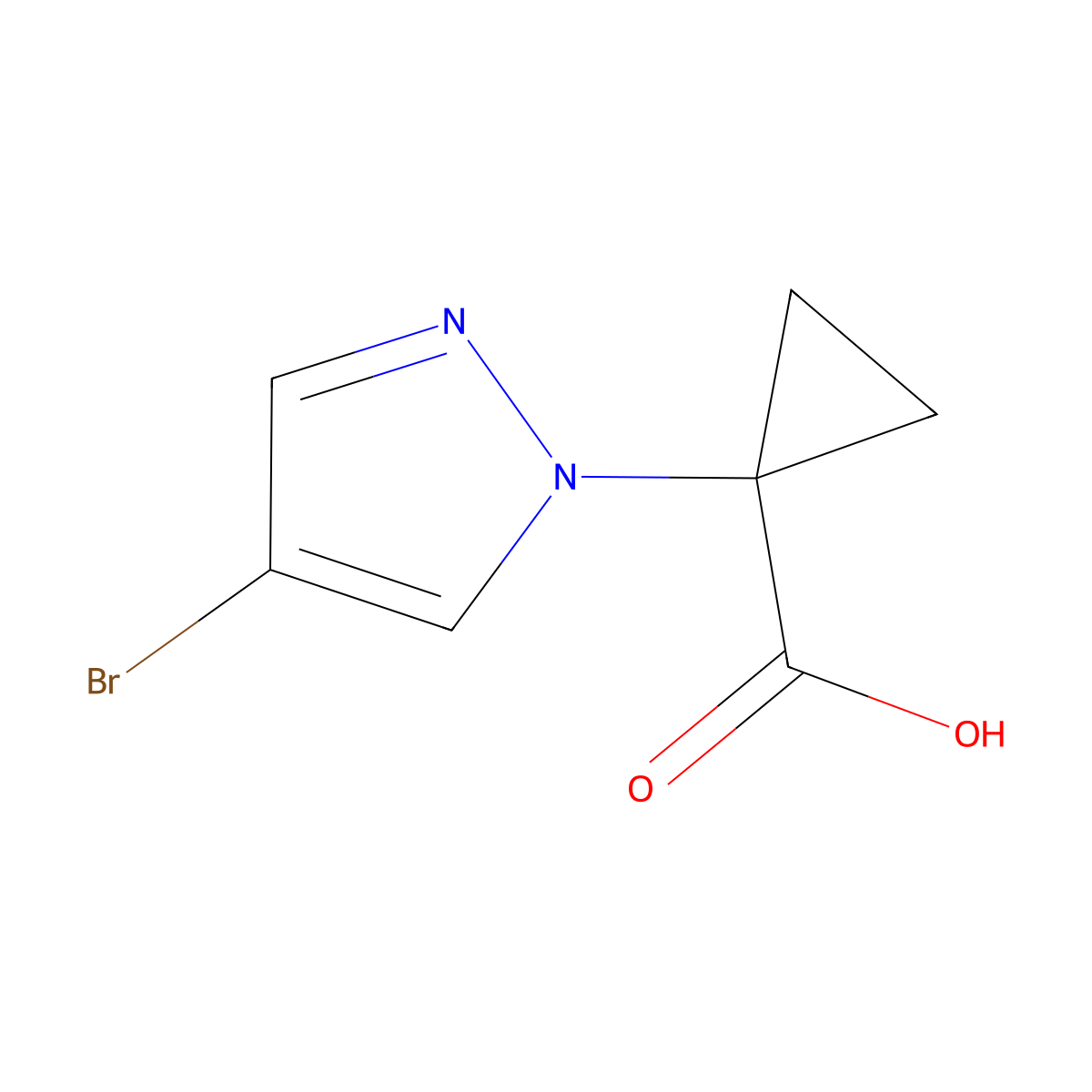 1-(4-bromo-1H-pyrazol-1-yl)cyclopropane-1-carboxylic acid molecular structure, CAS 1935387-65-7