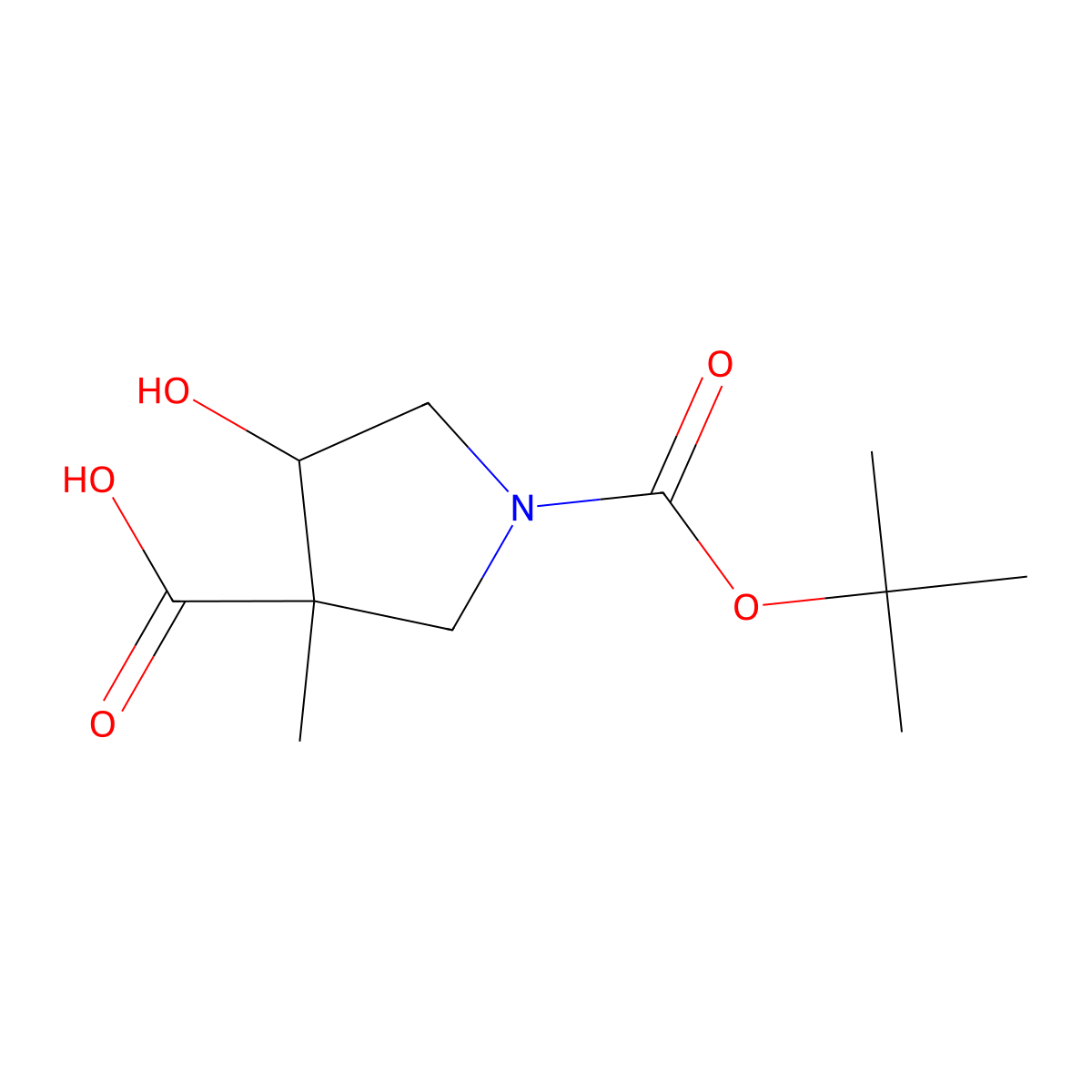 1-(tert-Butoxycarbonyl)-4-hydroxy-3-methylpyrrolidine-3-carboxylic acid molecular structure, CAS 1935392-13-4