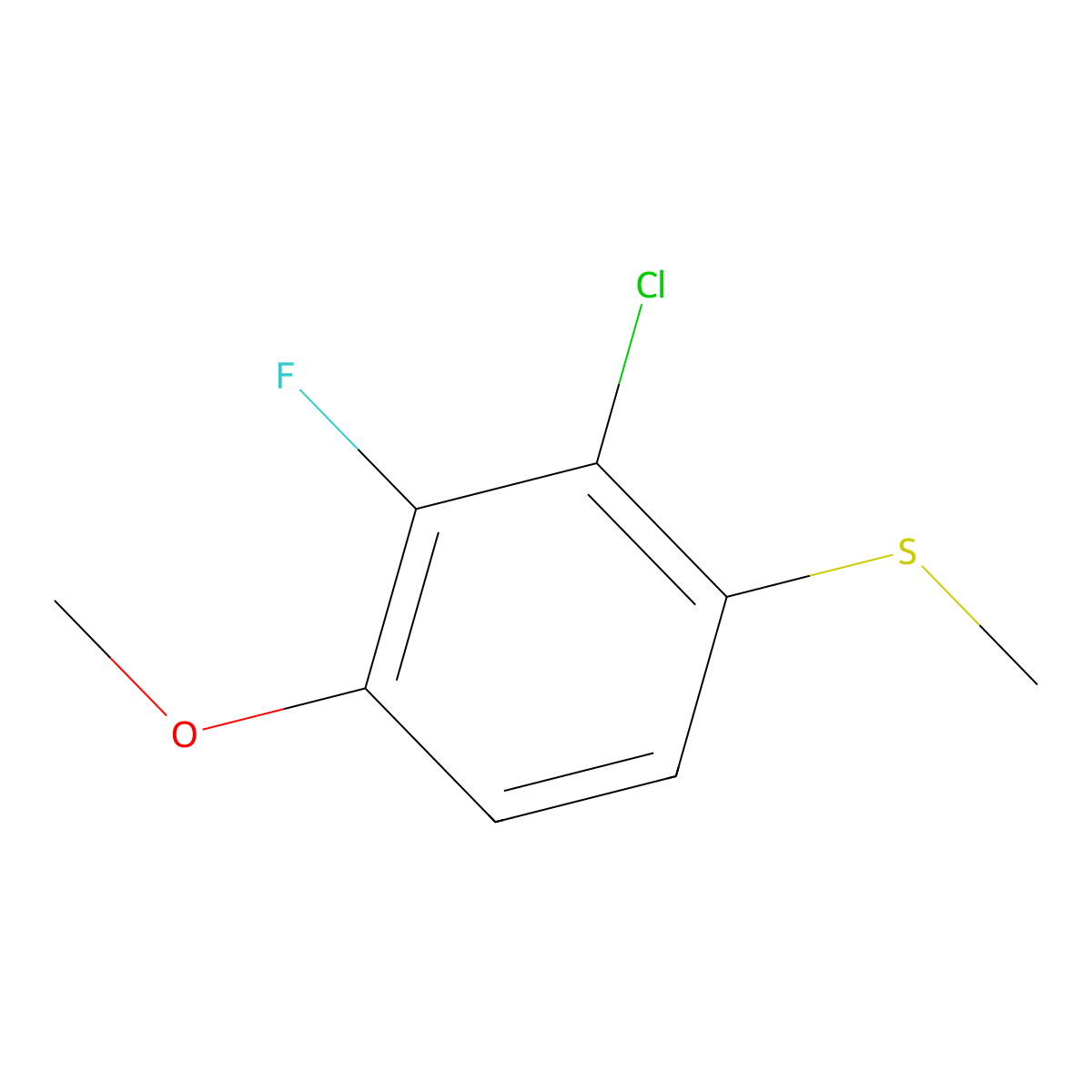 (2-Chloro-3-fluoro-4-methoxyphenyl)(methyl)sulfane molecular structure, CAS 1935403-48-7