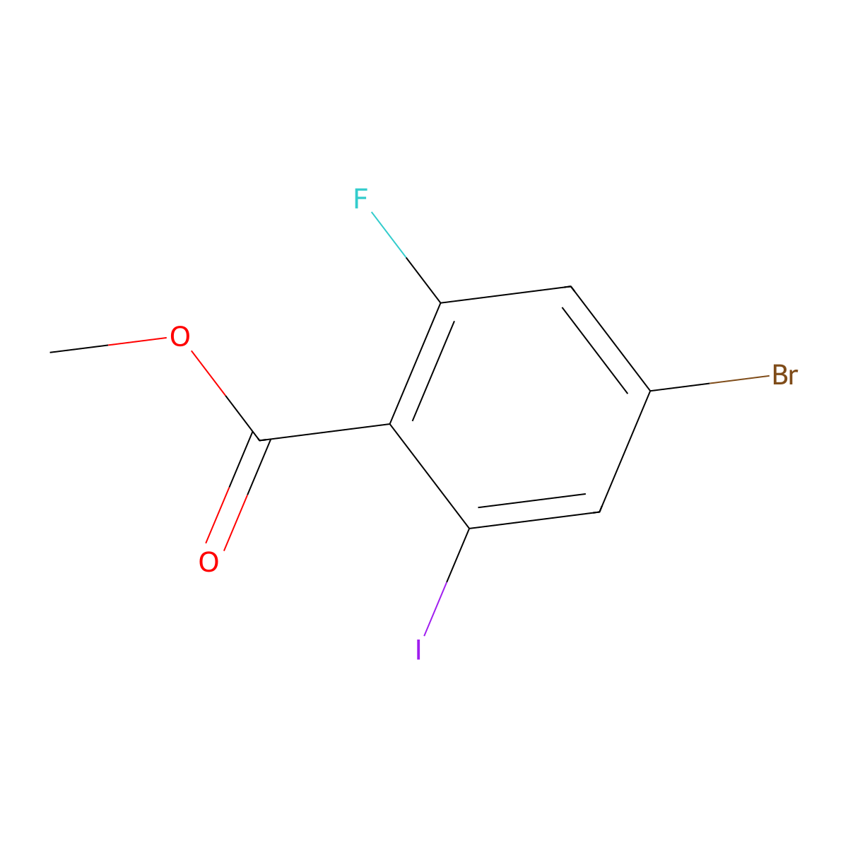 Methyl 4-bromo-2-fluoro-6-iodobenzoate molecular structure, CAS 1935413-12-9