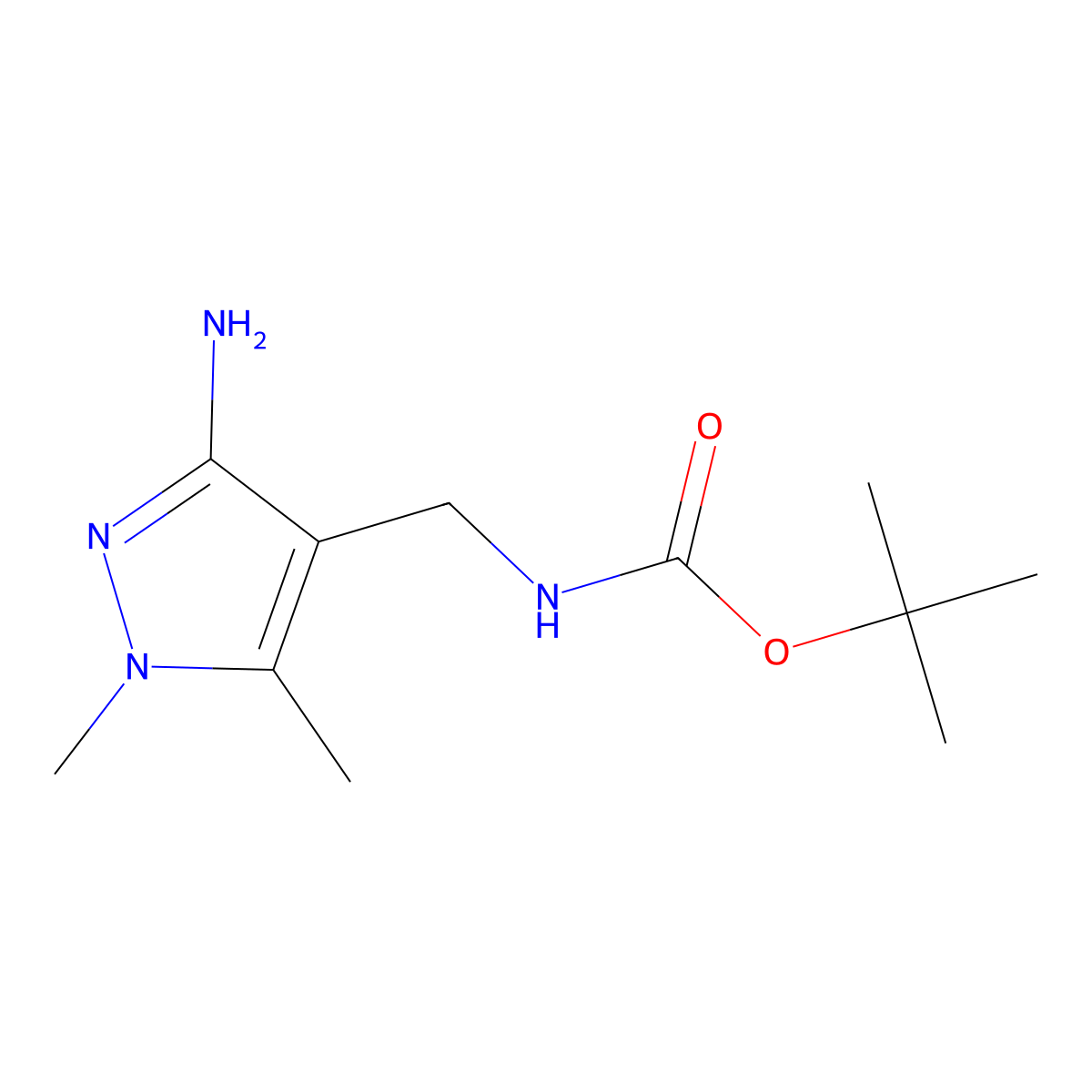 tert-butyl N-[(3-amino-1,5-dimethyl-1H-pyrazol-4-yl)methyl]carbamate molecular structure, CAS 1935413-66-3