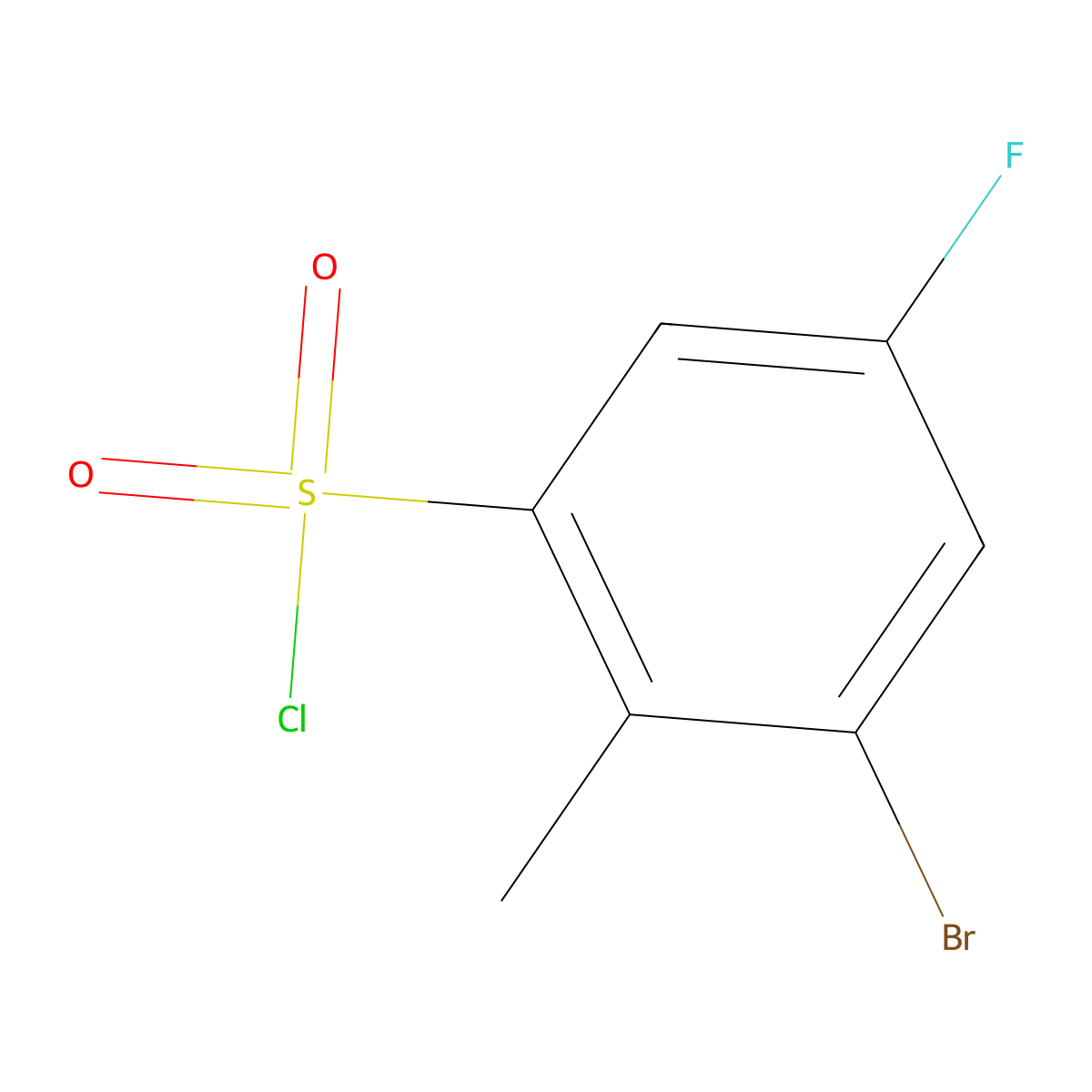 3-Bromo-5-fluoro-2-methylbenzene-1-sulfonyl chloride molecular structure, CAS 1935413-99-2