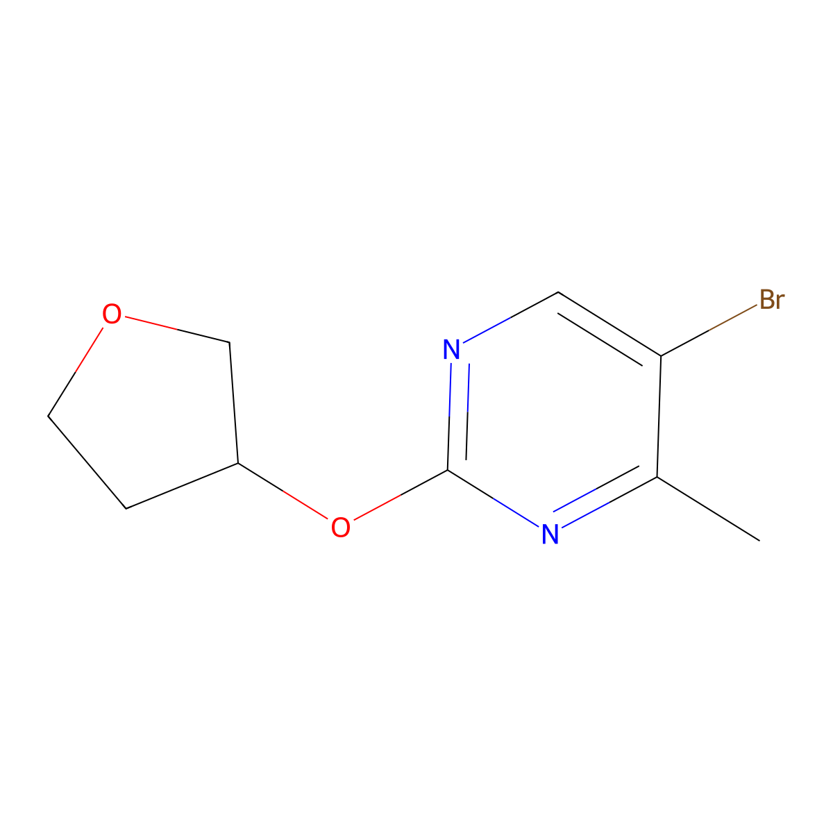 5-Bromo-4-methyl-2-((tetrahydrofuran-3-yl)oxy)pyrimidine molecular structure, CAS 1935418-94-2