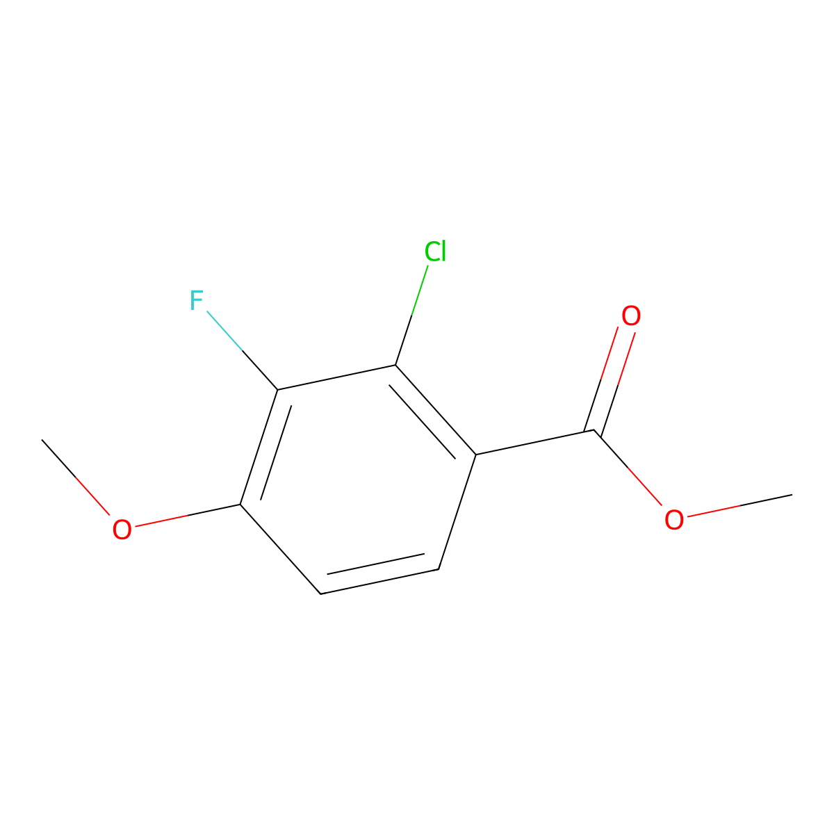 Methyl 2-chloro-3-fluoro-4-methoxybenzoate molecular structure, CAS 1935425-99-2