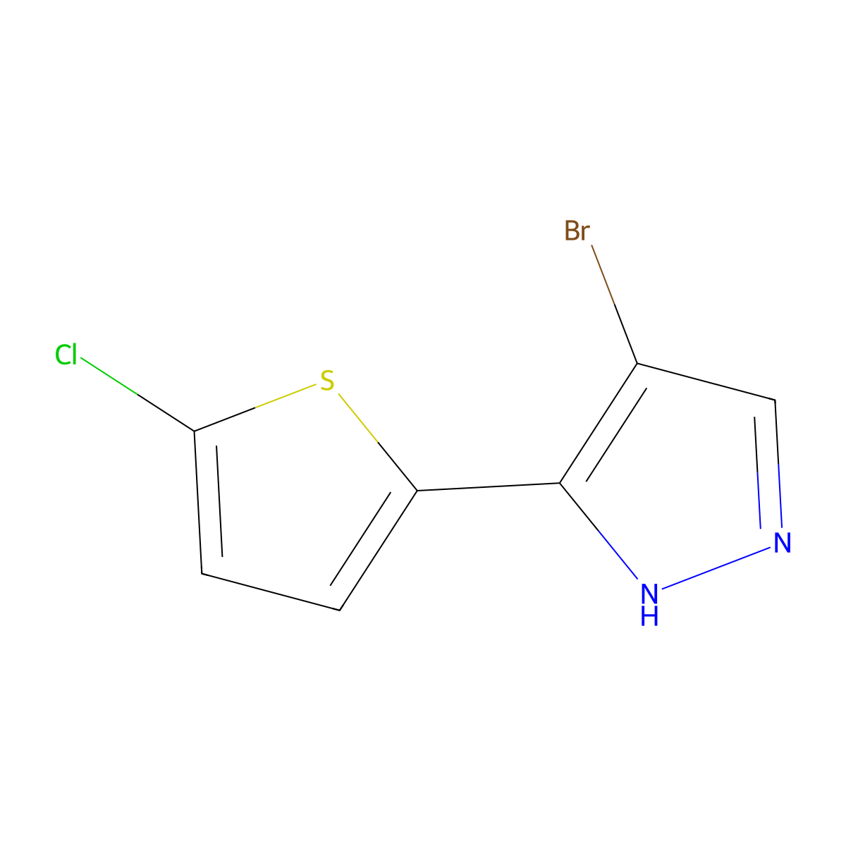 4-bromo-5-(5-chlorothiophen-2-yl)-1H-pyrazole molecular structure, CAS 1935426-74-6