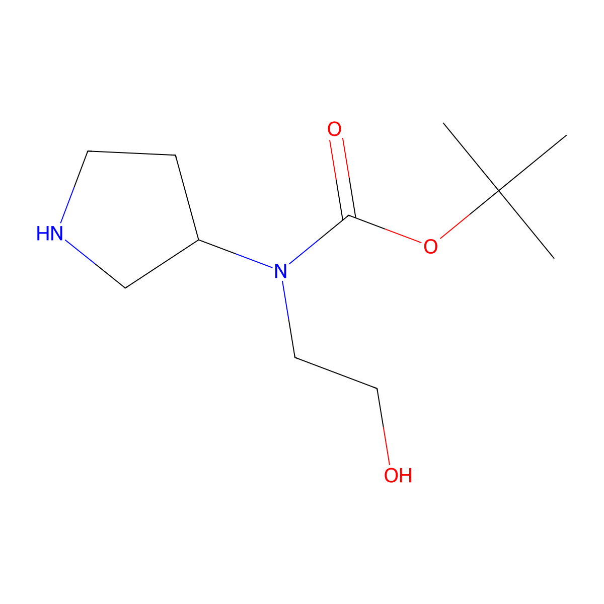 tert-butyl N-(2-hydroxyethyl)-N-(pyrrolidin-3-yl)carbamate molecular structure, CAS 1935441-40-9