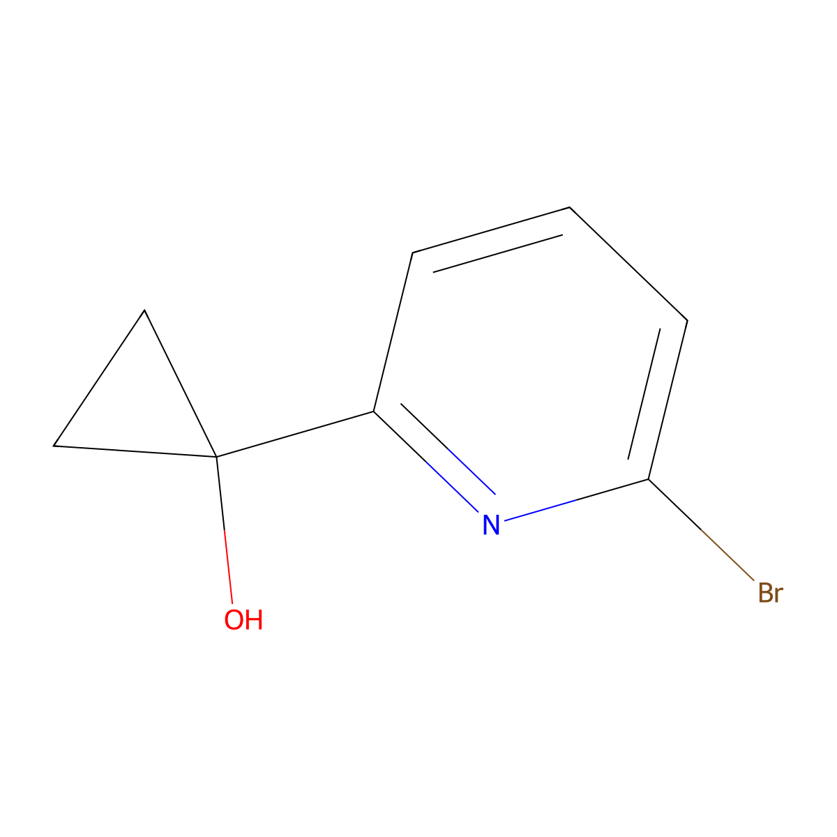 1-(6-Bromopyridin-2-yl)cyclopropan-1-ol molecular structure, CAS 1935447-35-0