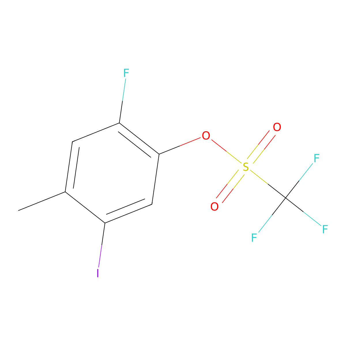 2-Fluoro-5-iodo-4-methylphenyl trifluoromethanesulphonate molecular structure, CAS 1935452-03-1
