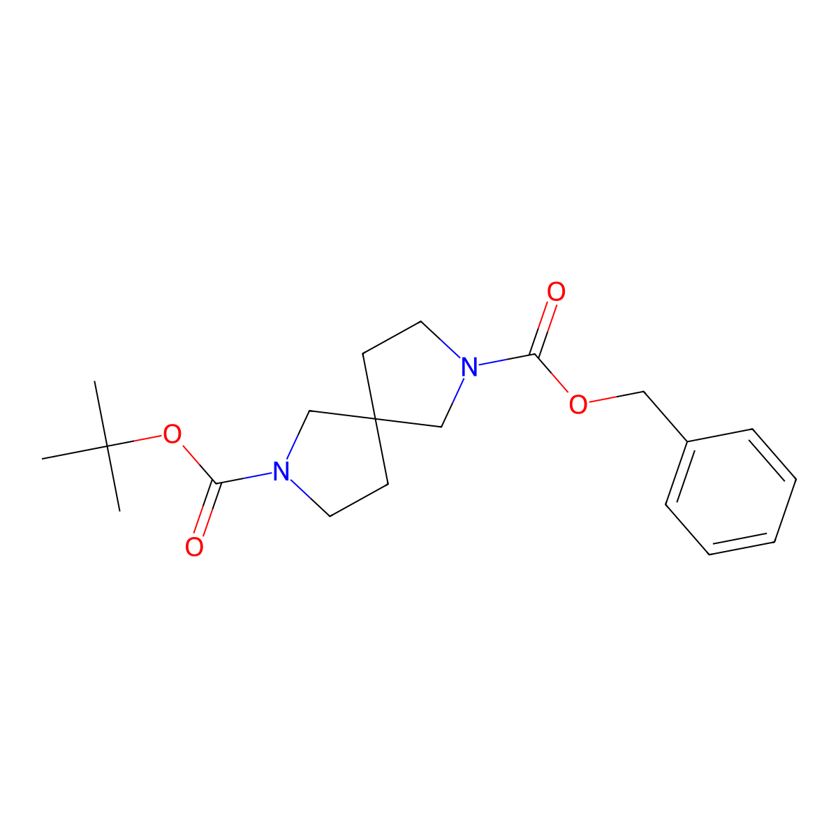 2-Benzyl 7-(tert-butyl) 2,7-diazaspiro[4.4]nonane-2,7-dicarboxylate molecular structure, CAS 1935452-61-1