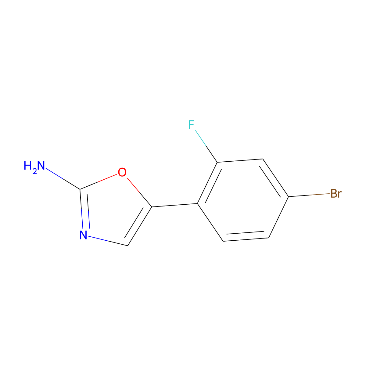 5-(4-Bromo-2-fluorophenyl)-1,3-oxazol-2-amine molecular structure, CAS 1935455-91-6