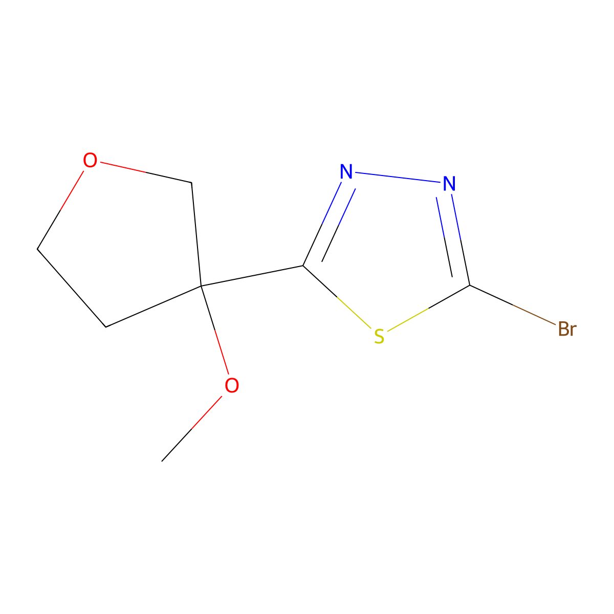 2-Bromo-5-(3-methoxyoxolan-3-yl)-1,3,4-thiadiazole molecular structure, CAS 1935462-74-0
