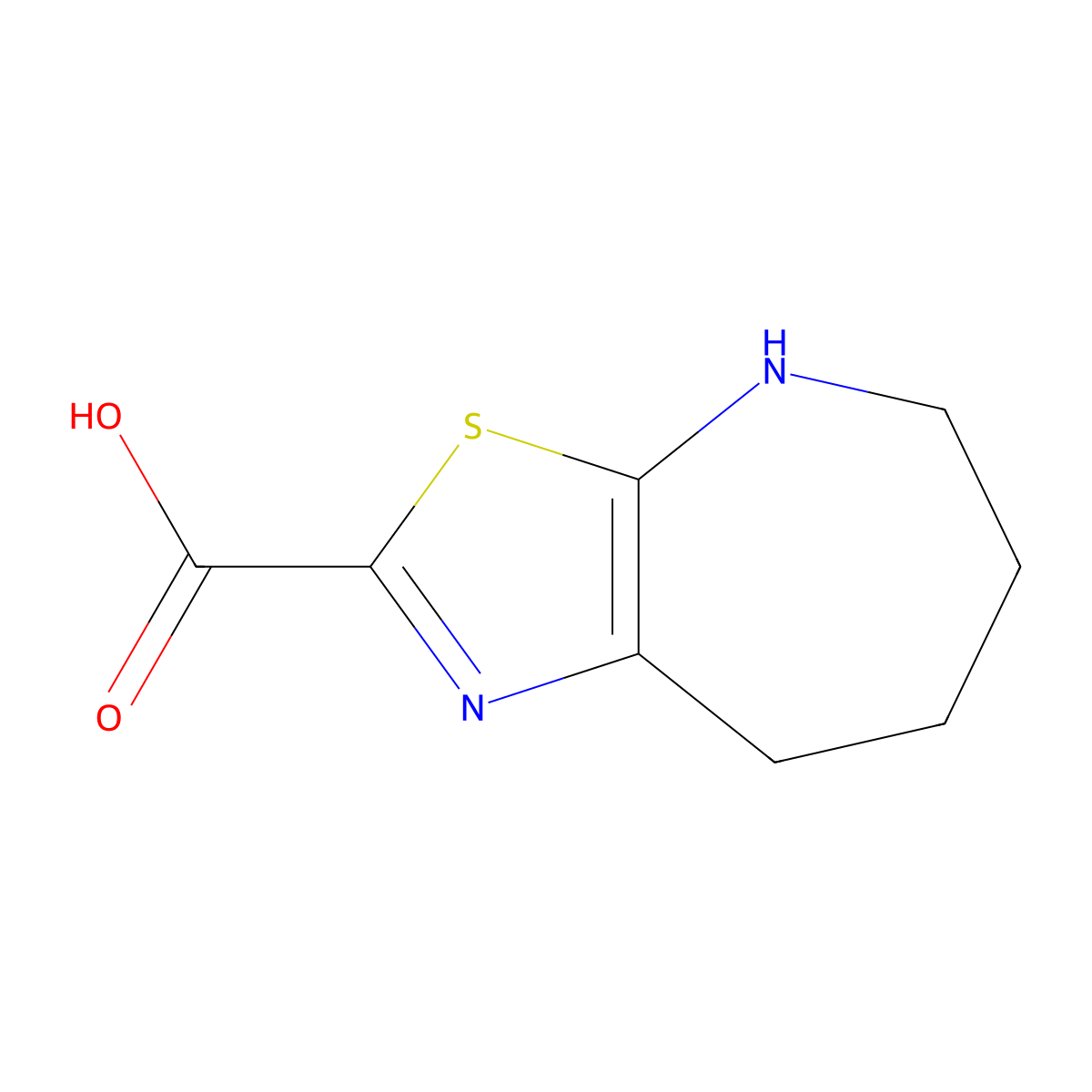 4H,5H,6H,7H,8H-[1,3]thiazolo[5,4-b]azepine-2-carboxylic acid molecular structure, CAS 1935471-44-5