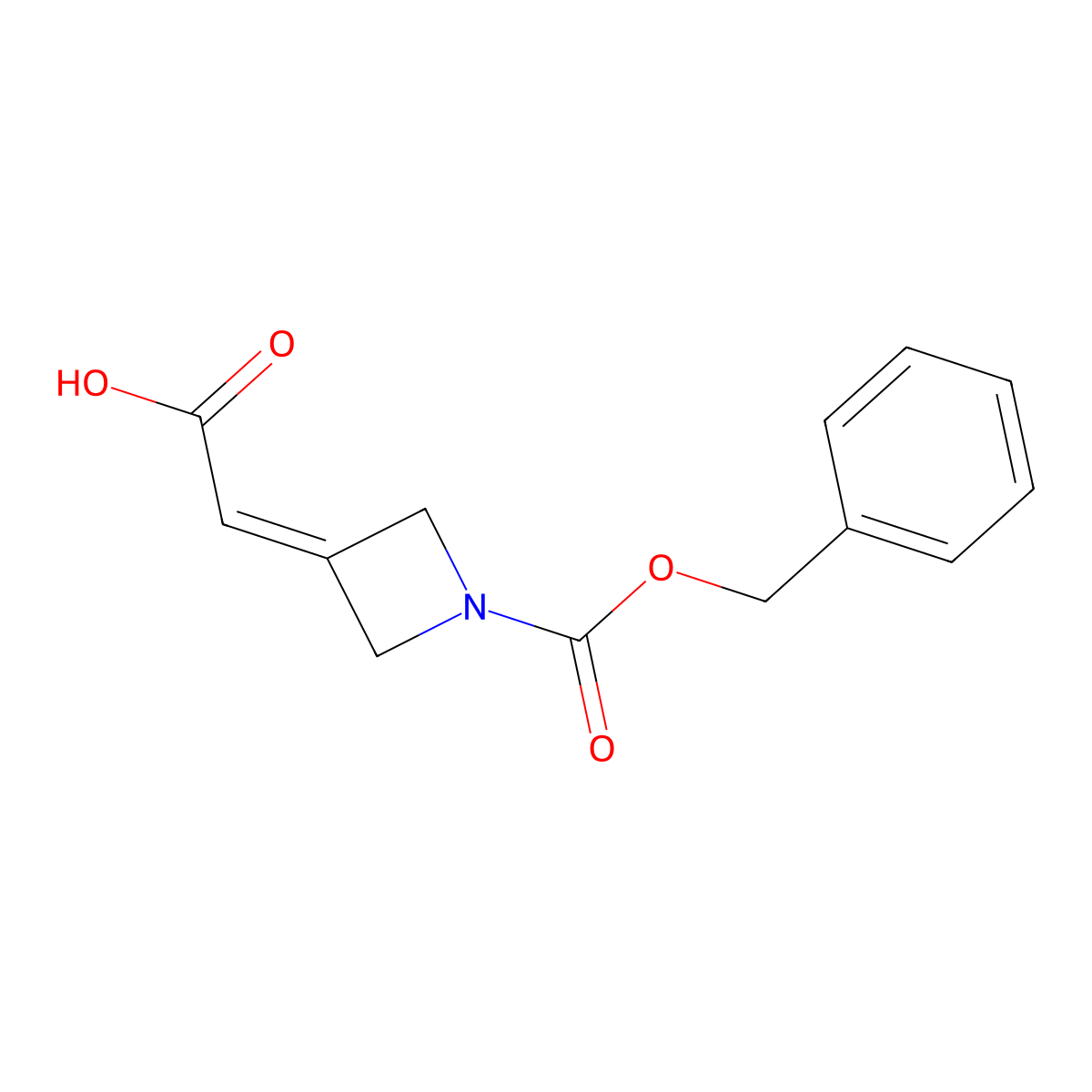 2-{1-[(Benzyloxy)carbonyl]azetidin-3-ylidene}acetic acid molecular structure, CAS 1935479-14-3