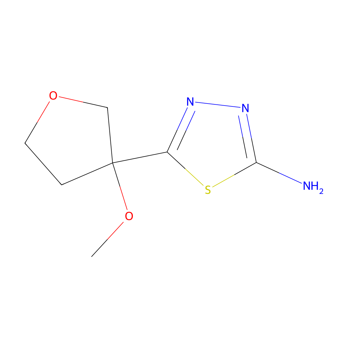 5-(3-Methoxyoxolan-3-yl)-1,3,4-thiadiazol-2-amine molecular structure, CAS 1935483-21-8