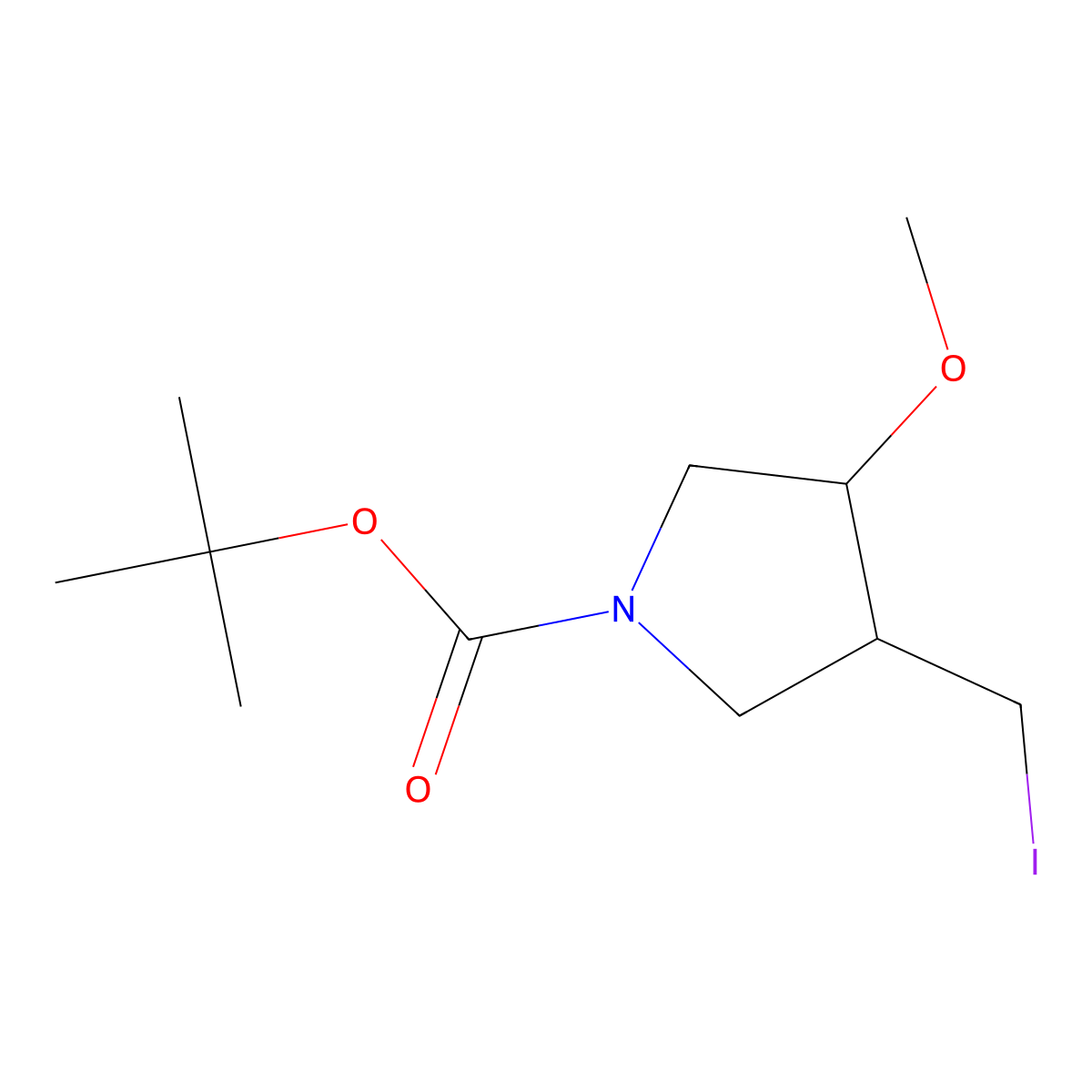 tert-Butyl 3-(iodomethyl)-4-methoxypyrrolidine-1-carboxylate molecular structure, CAS 1935487-86-7