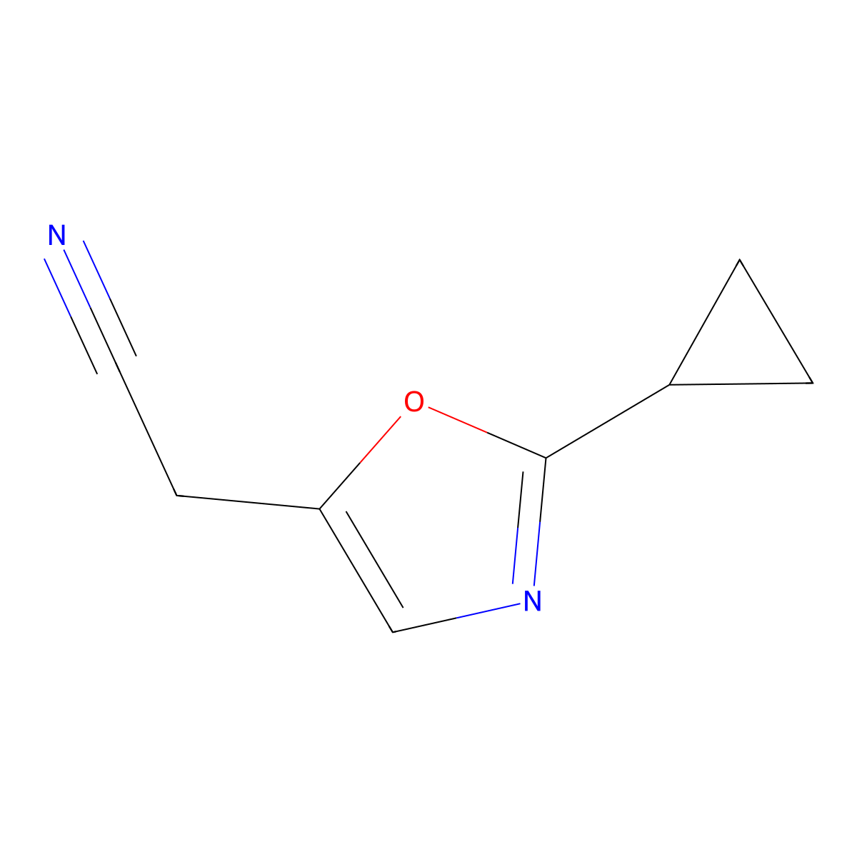 2-(2-Cyclopropyl-1,3-oxazol-5-yl)acetonitrile molecular structure, CAS 1935492-67-3