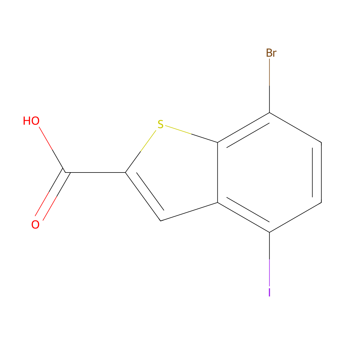 Benzo[b]thiophene-2-carboxylic acid, 7-bromo-4-iodo- molecular structure, CAS 1935503-31-3