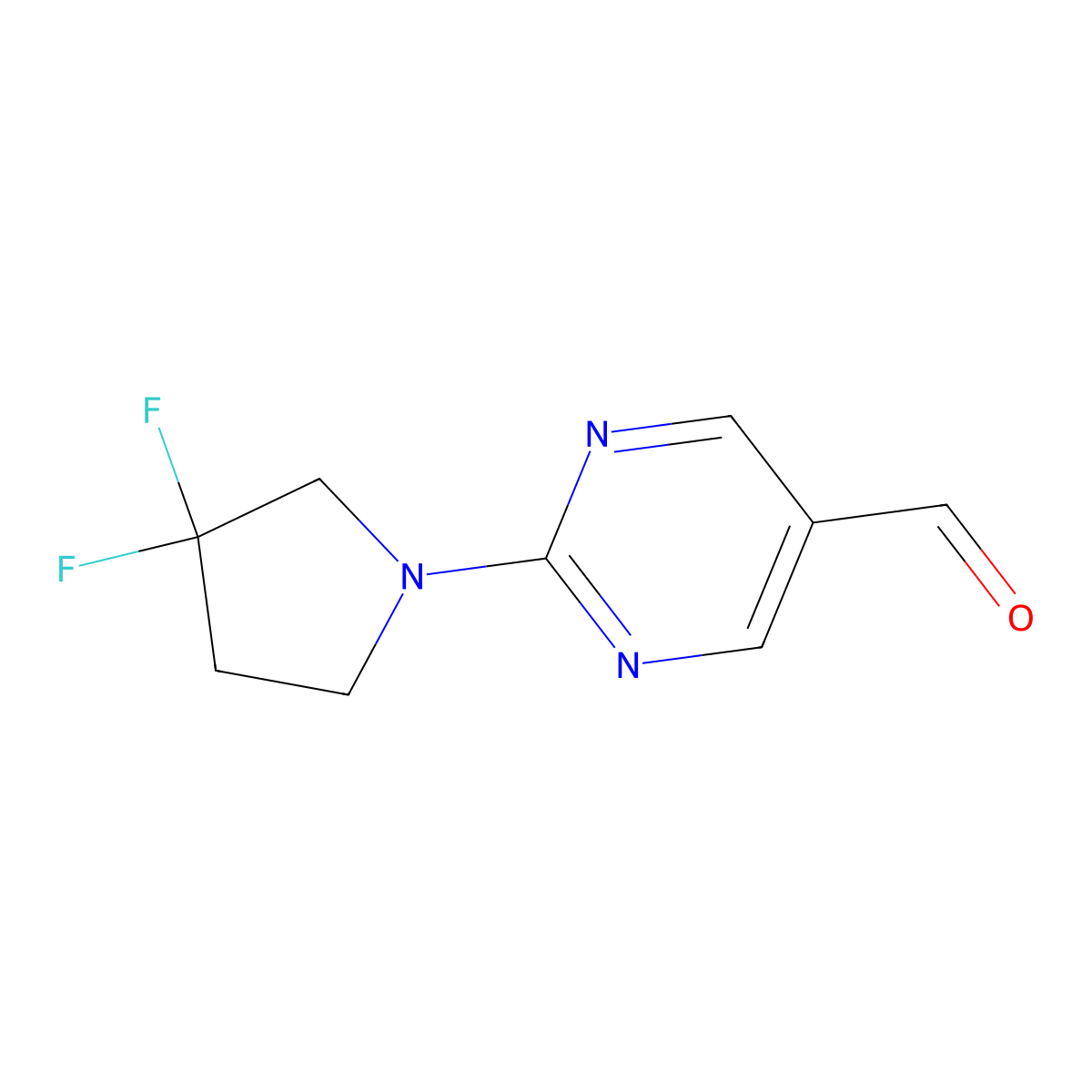 2-(3,3-Difluoropyrrolidin-1-yl)pyrimidine-5-carbaldehyde molecular structure, CAS 1935503-87-9