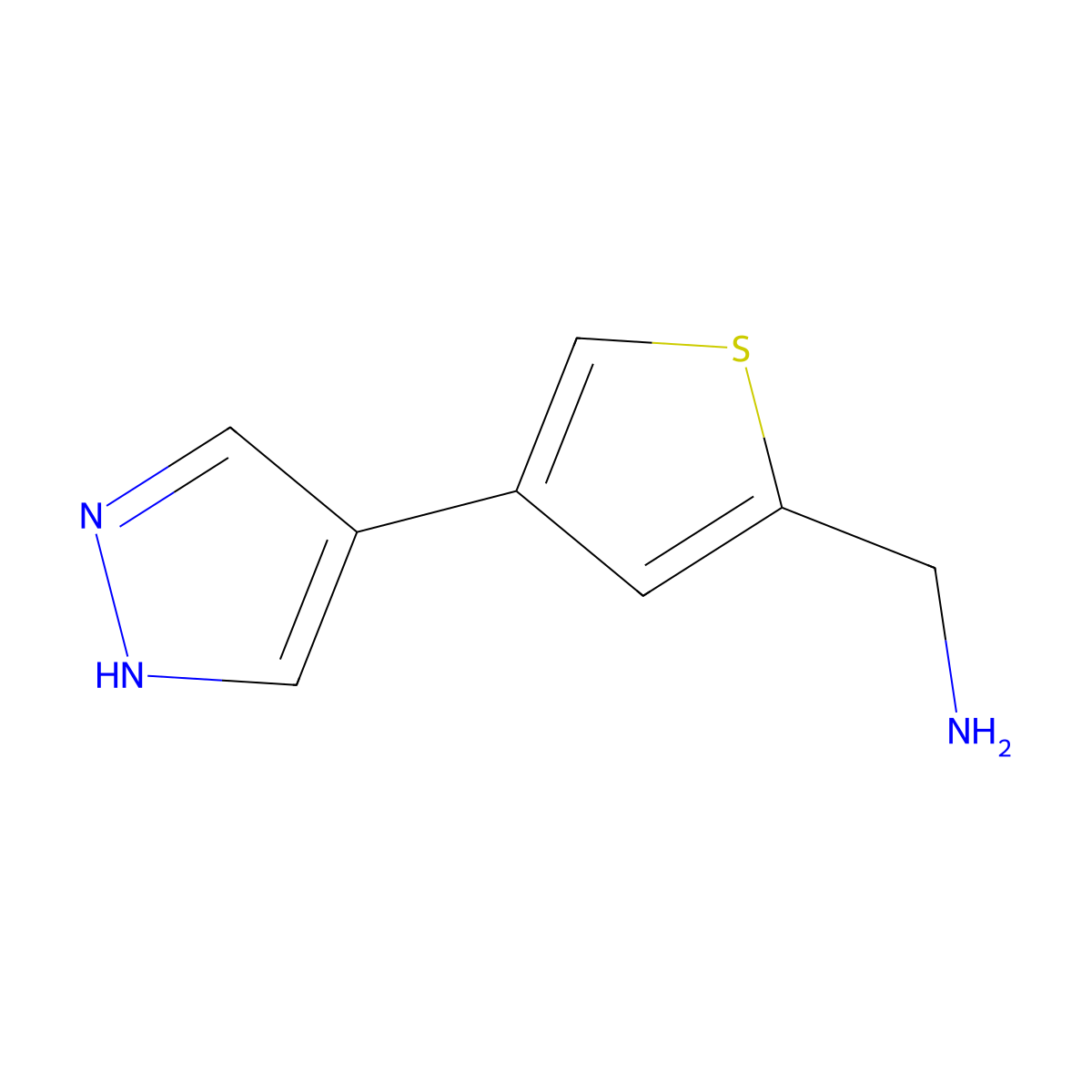 [4-(1H-pyrazol-4-yl)thiophen-2-yl]methanamine molecular structure, CAS 1935511-78-6
