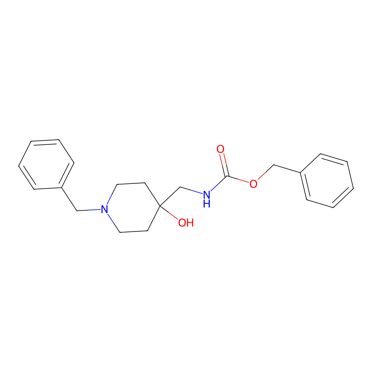 benzyl N-[(1-benzyl-4-hydroxypiperidin-4-yl)methyl]carbamate molecular structure, CAS 1935516-23-6