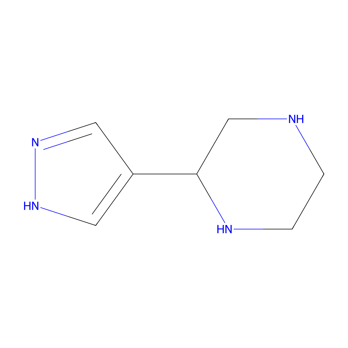 2-(1H-pyrazol-4-yl)piperazine molecular structure, CAS 1935518-00-5