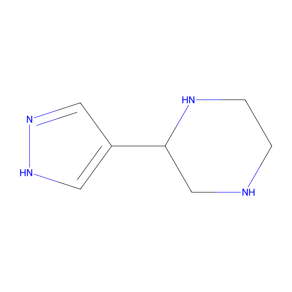 2-(1H-pyrazol-4-yl)piperazine molecular structure, CAS 1935518-00-5