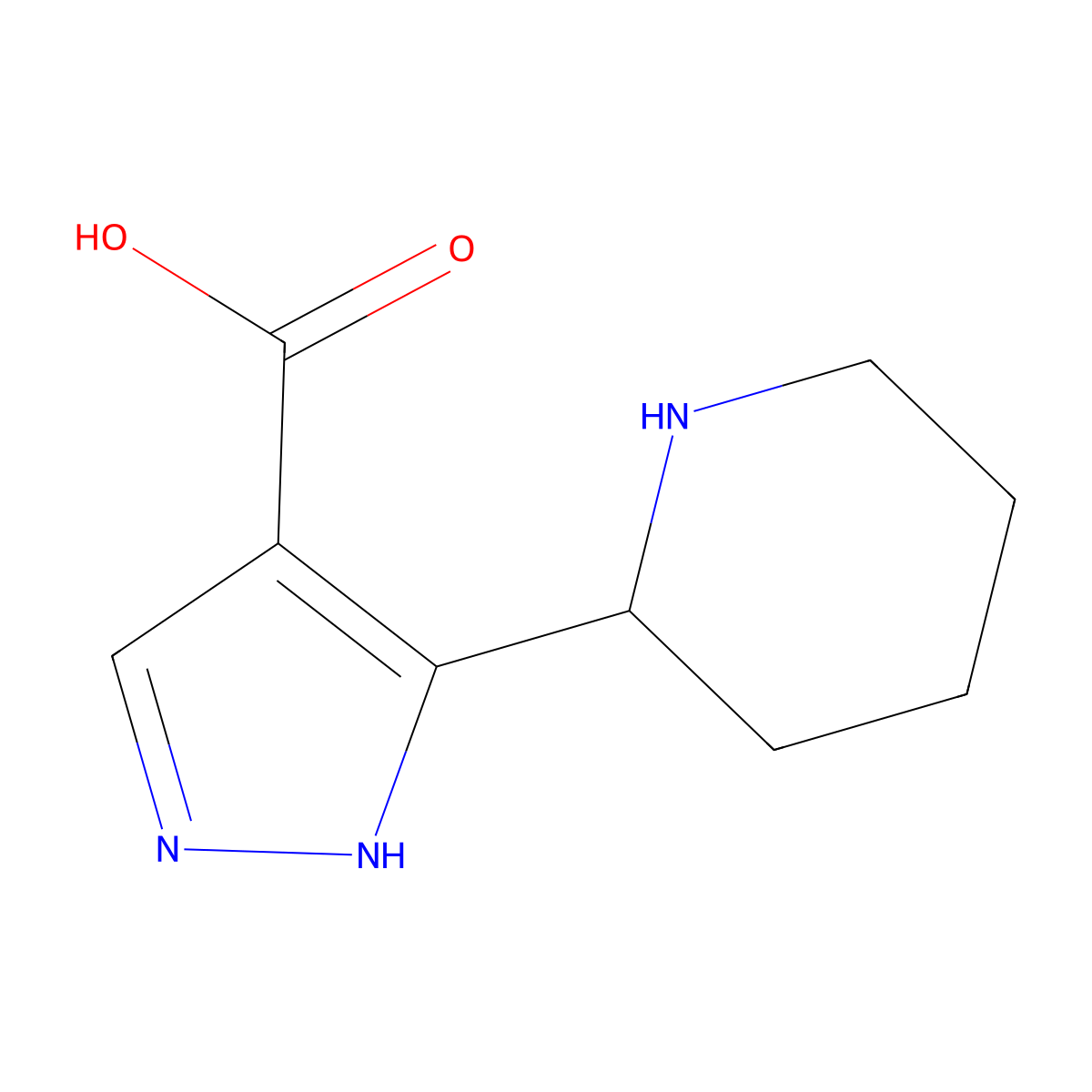 5-(piperidin-2-yl)-1H-pyrazole-4-carboxylic acid molecular structure, CAS 1935544-50-5