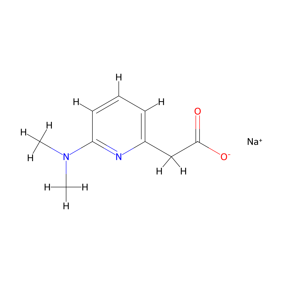 Sodium 2-[6-(dimethylamino)pyridin-2-yl]acetate molecular structure, CAS 1935550-87-0