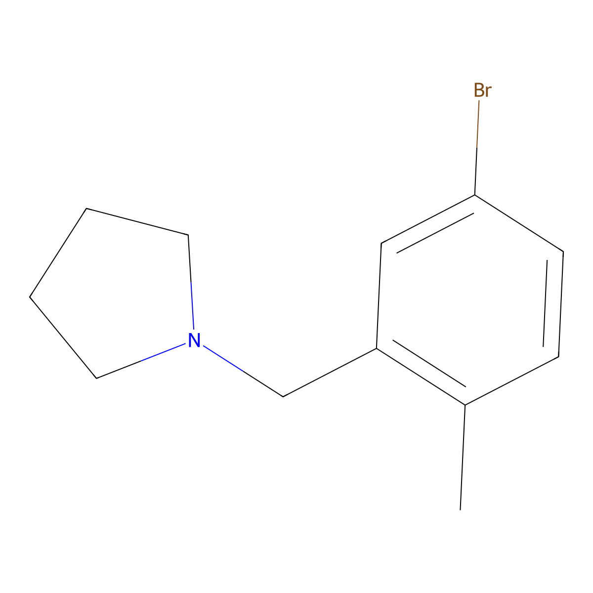 1-[(5-Bromo-2-methylphenyl)methyl]pyrrolidine molecular structure, CAS 1935553-30-2