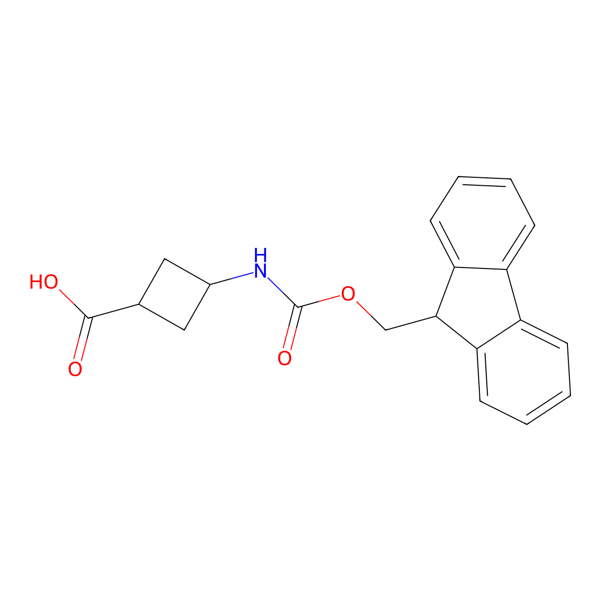 (1r,3r)-3-({[(9H-fluoren-9-yl)methoxy]carbonyl}amino)cyclobutane-1-carboxylic acid molecular structure, CAS 1935557-50-8