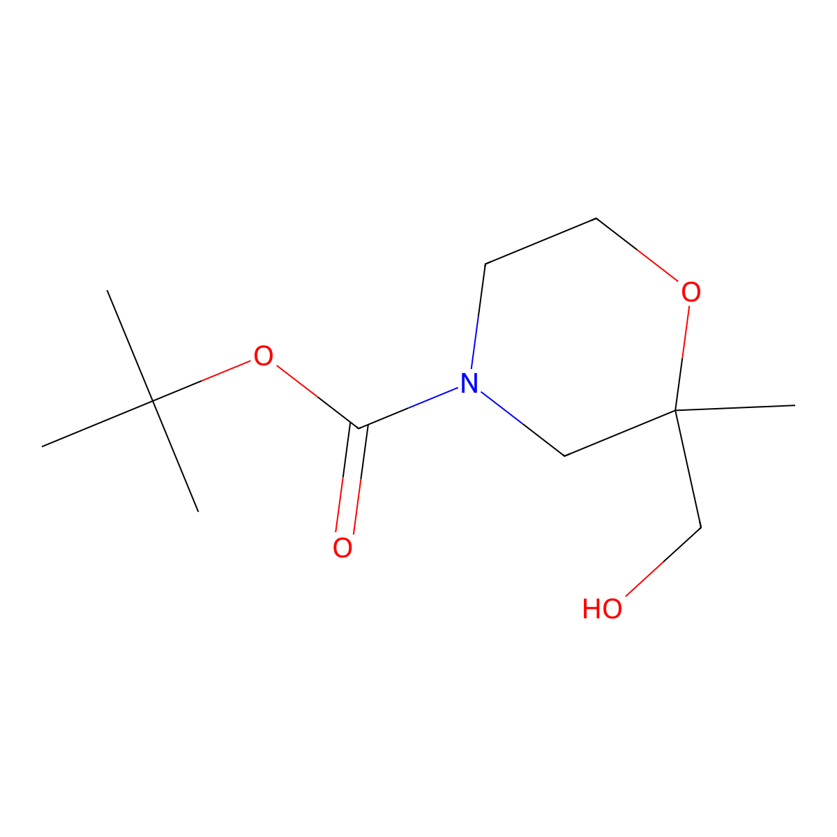 Tert-butyl 2-(hydroxymethyl)-2-methylmorpholine-4-carboxylate molecular structure, CAS 1935559-35-5