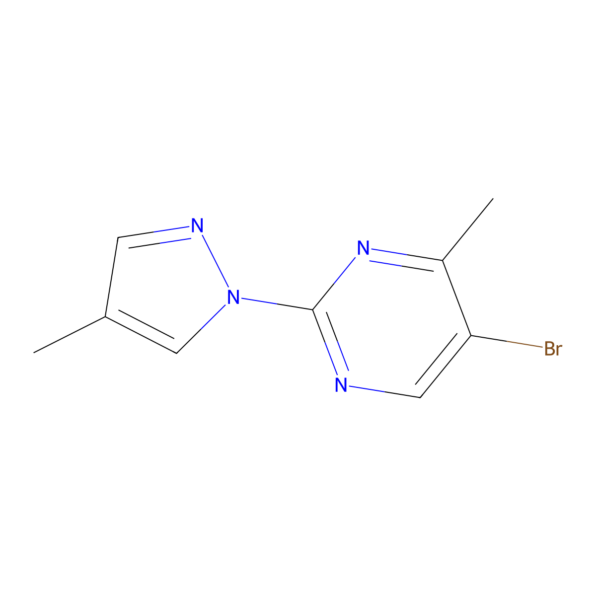 5-bromo-4-methyl-2-(4-methyl-1H-pyrazol-1-yl)pyrimidine molecular structure, CAS 1935579-36-4