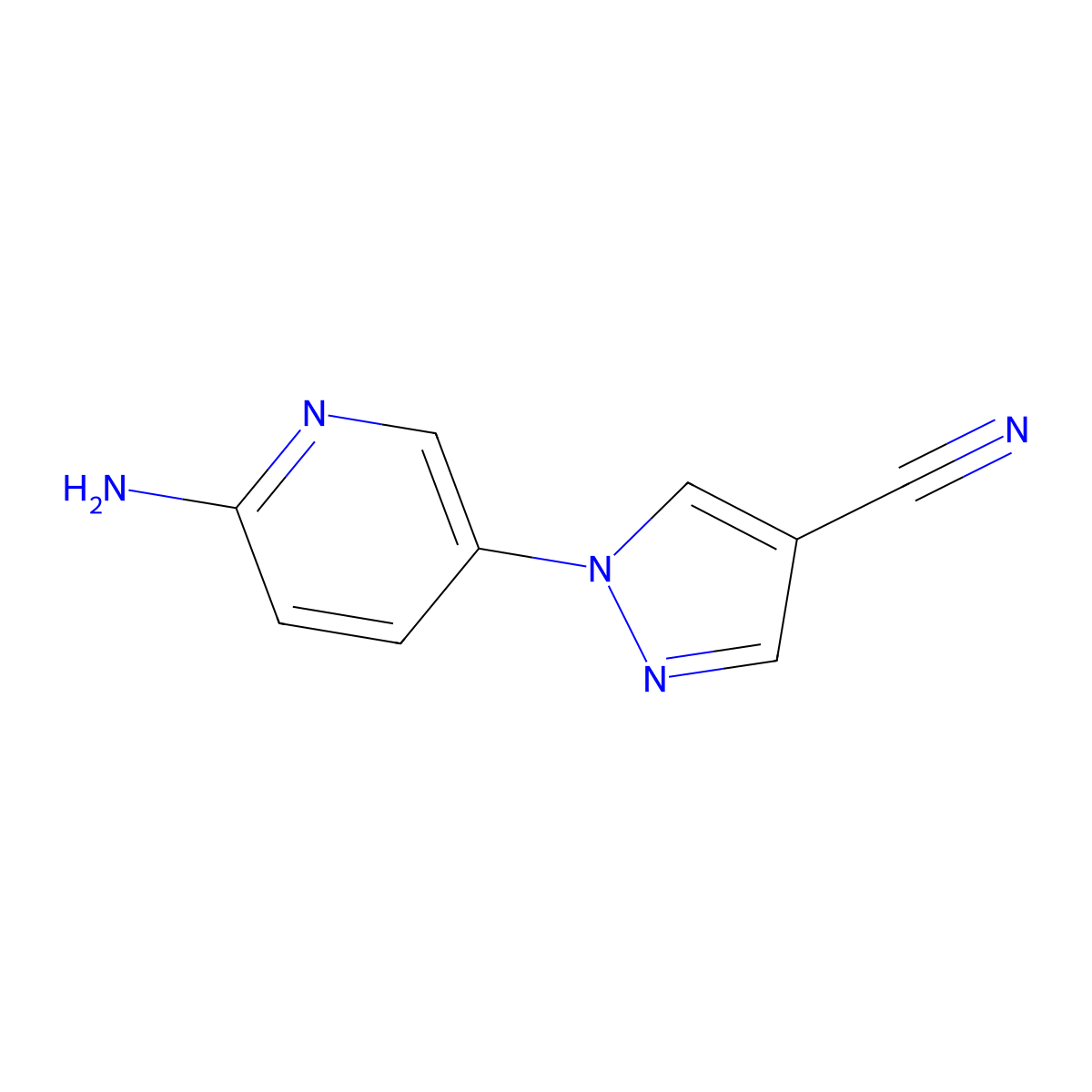 1-(6-aminopyridin-3-yl)-1H-pyrazole-4-carbonitrile molecular structure, CAS 1935581-69-3